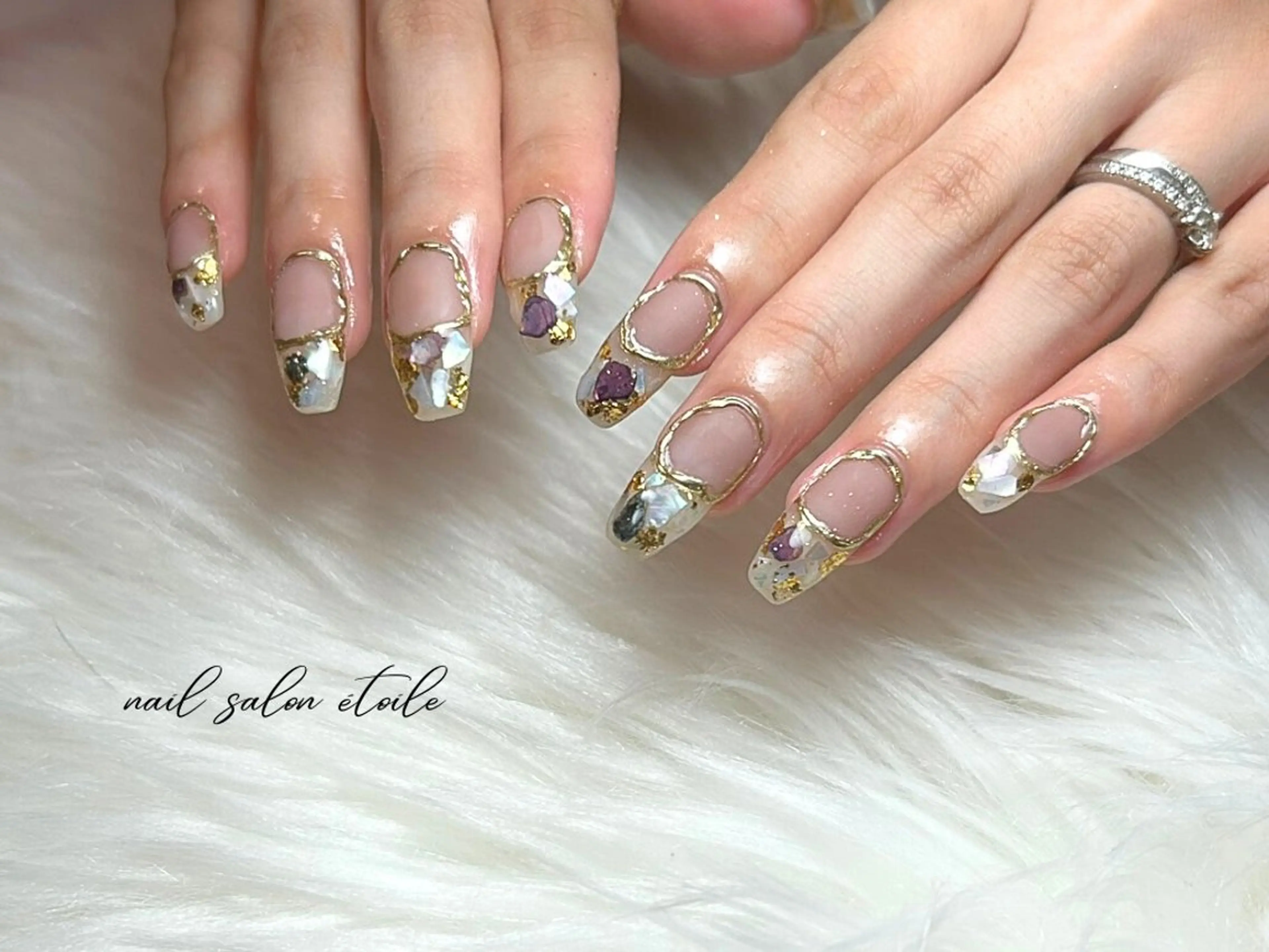 ネイル ブラウン ロングネイル マットネイル ミラーネイル 持ち込み ハンドネイル nail salon étoileのネイルデザイン