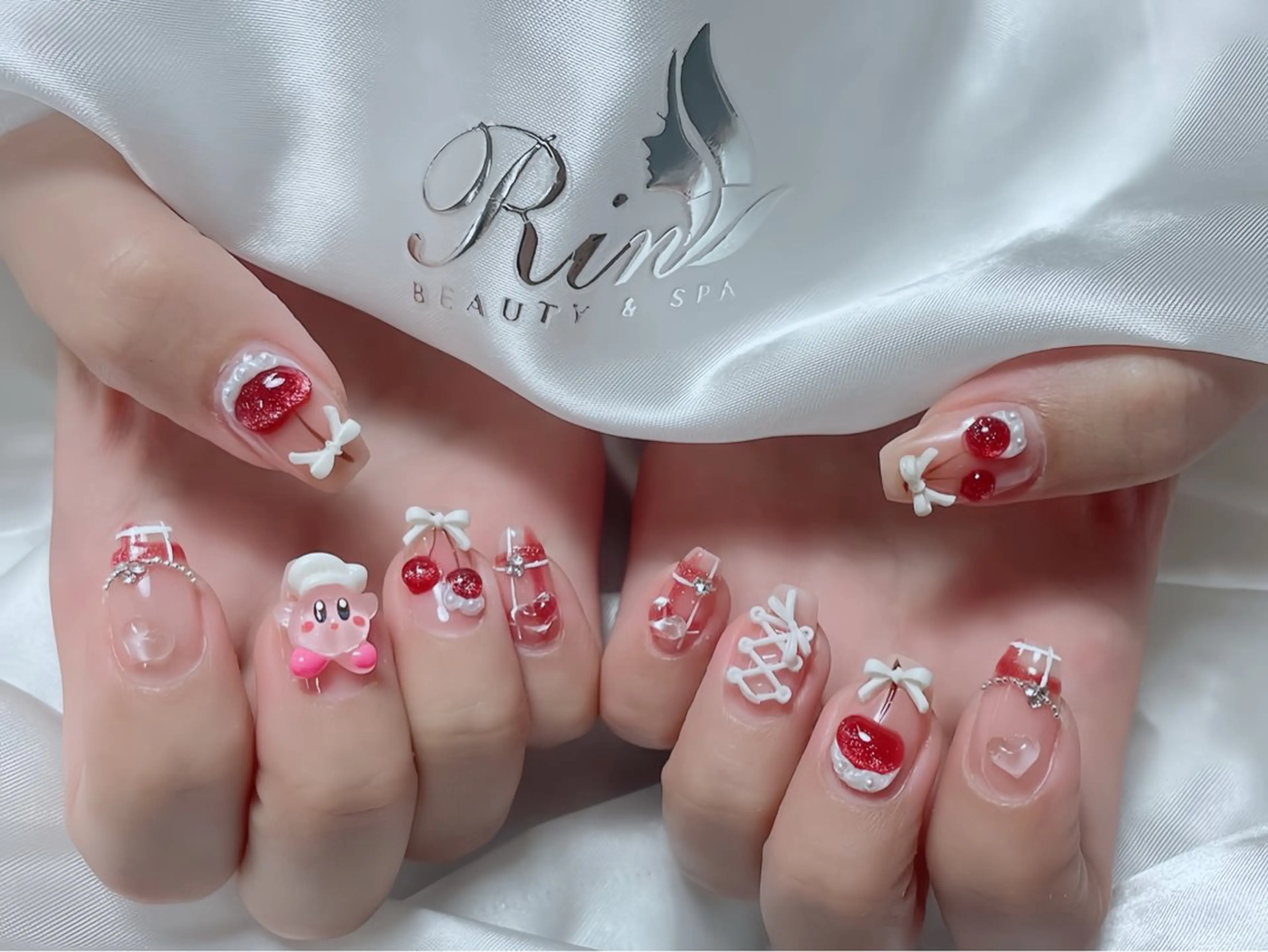 メンズ ネイル メンズ韓国風 クリスマス ボルドー フレンチネイル グラデーション ハンドネイル Rin Nail 新大久保店のネイルデザイン