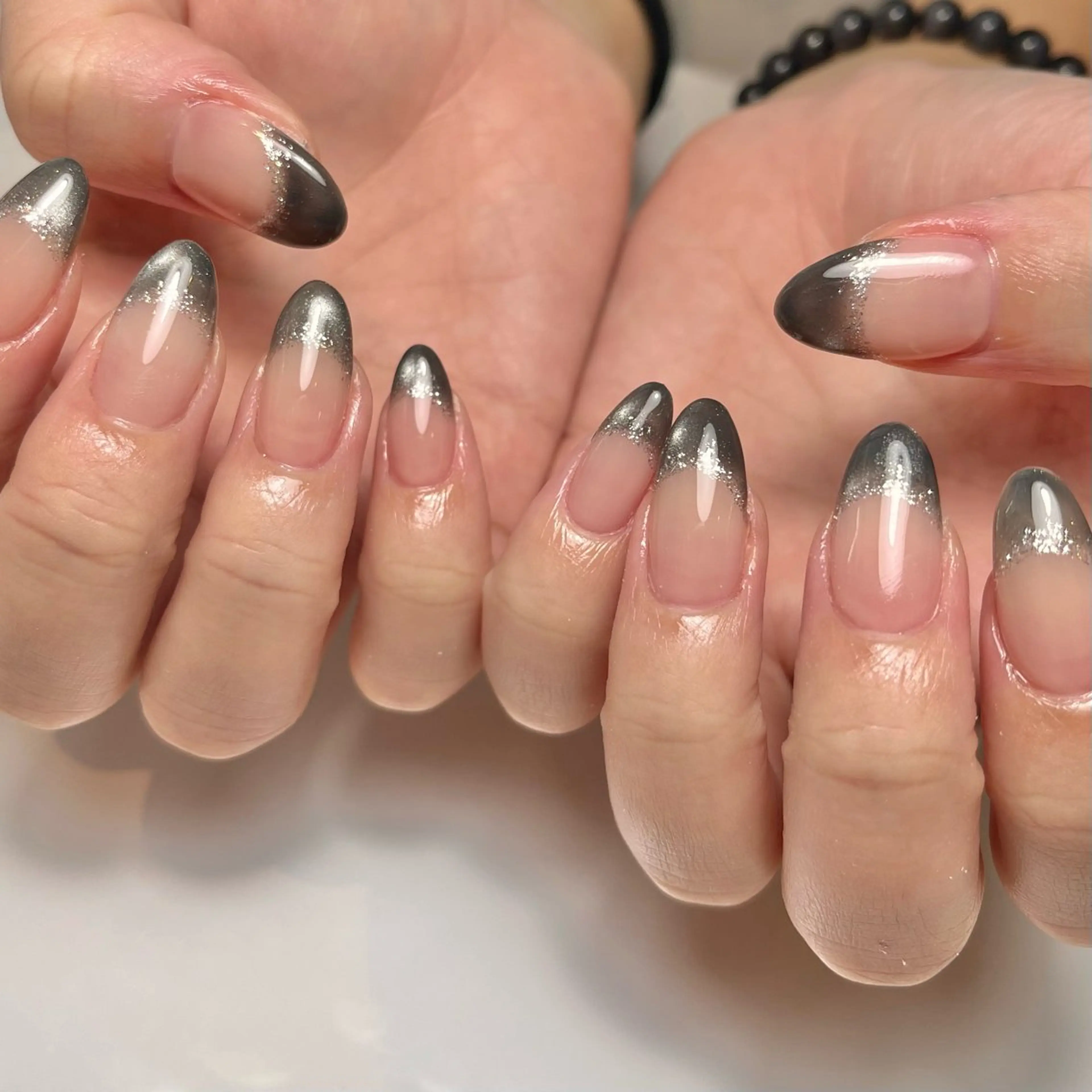 ネイル フレンチネイル マグネットネイル マグネットフレンチ ハンドネイル ballie／小野原 なつみのネイルデザイン