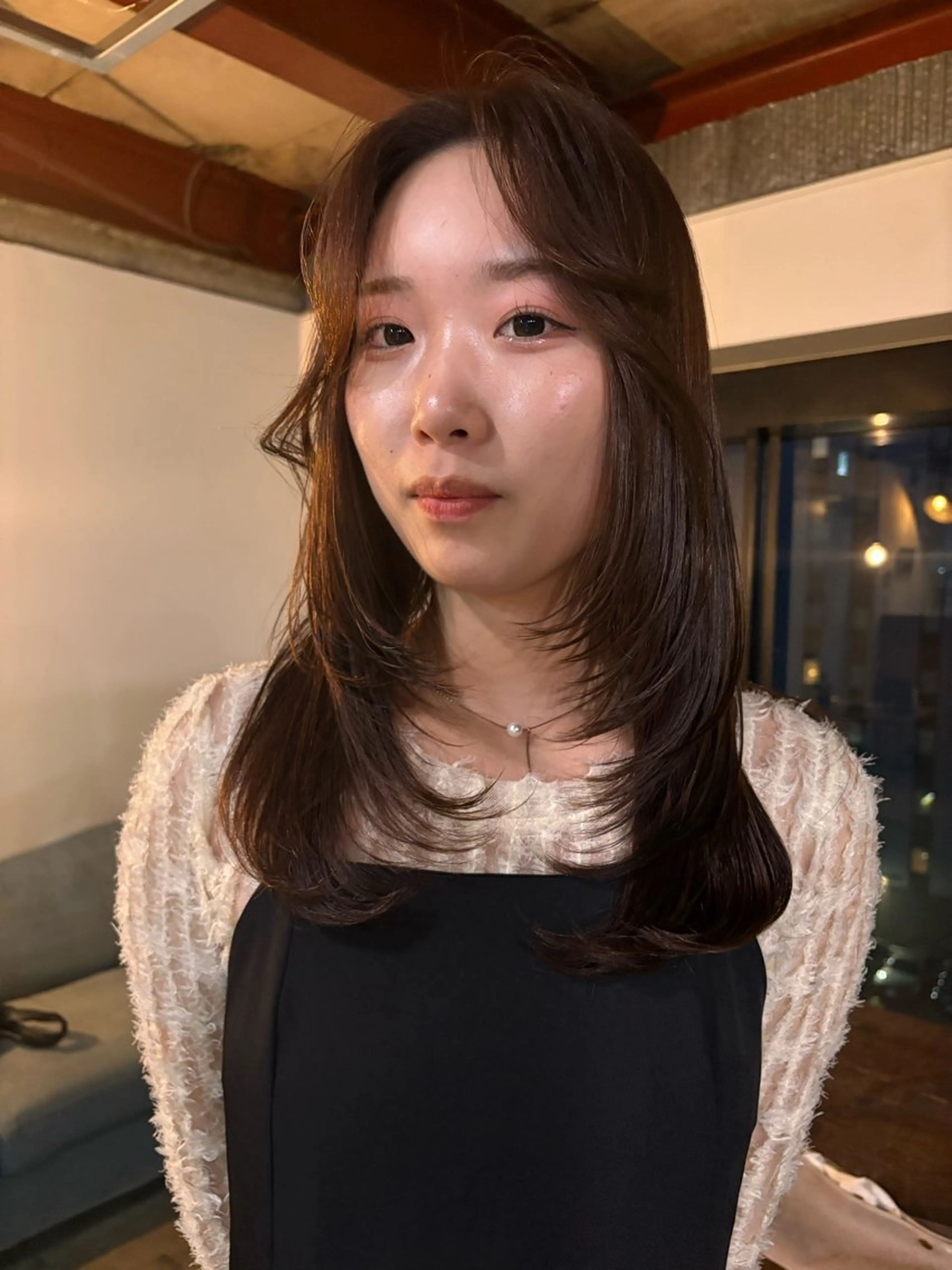 セミロング カラー レイヤー ハイトーン/YUTOのヘアスタイル