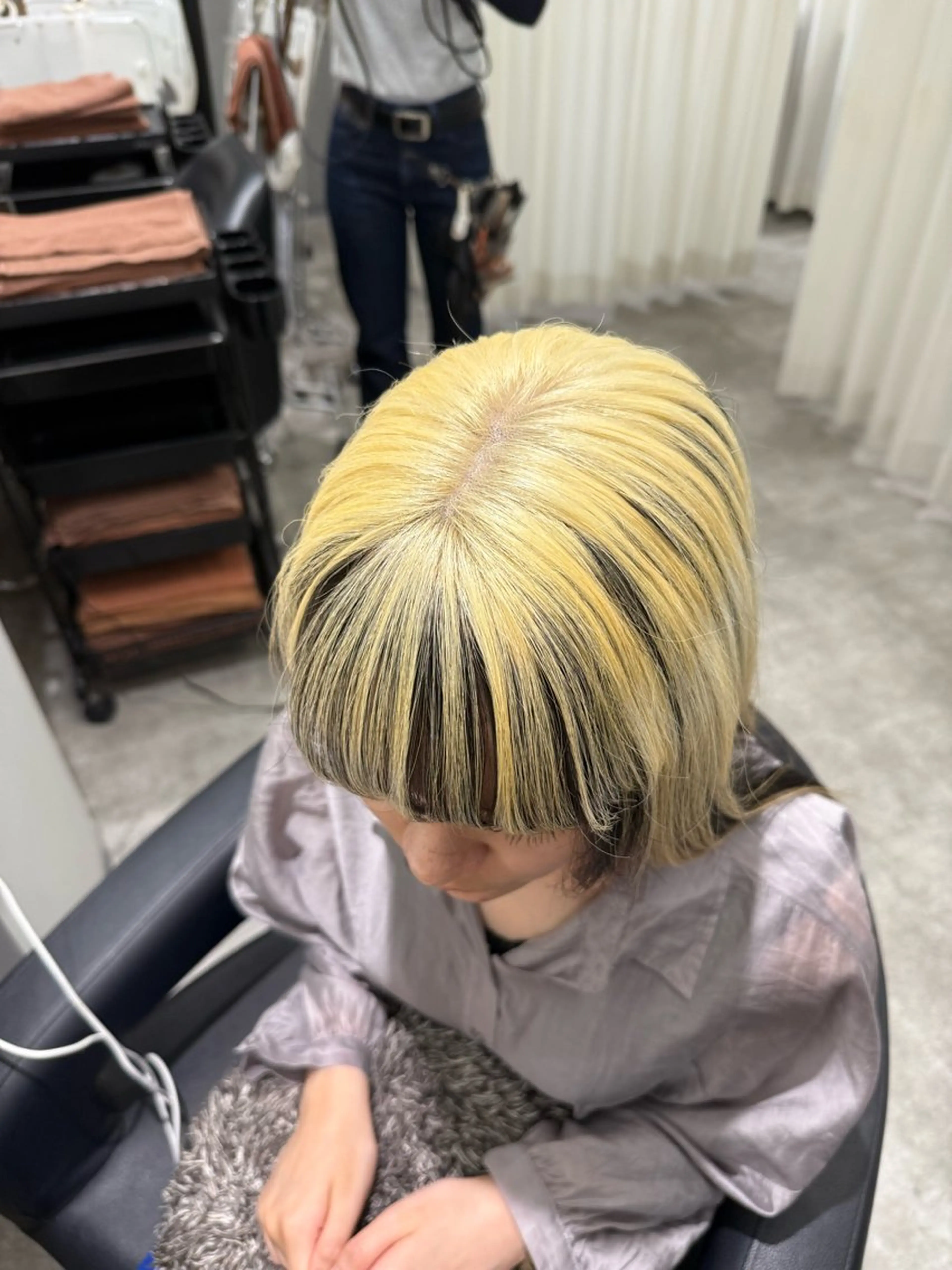 ロング カラー ブリーチ 抜きっぱなしブロンド ブロンド カット ヘアカラー 巻ける髪質改善🫧ハ イライト/永田汰伊智のヘアスタイル
