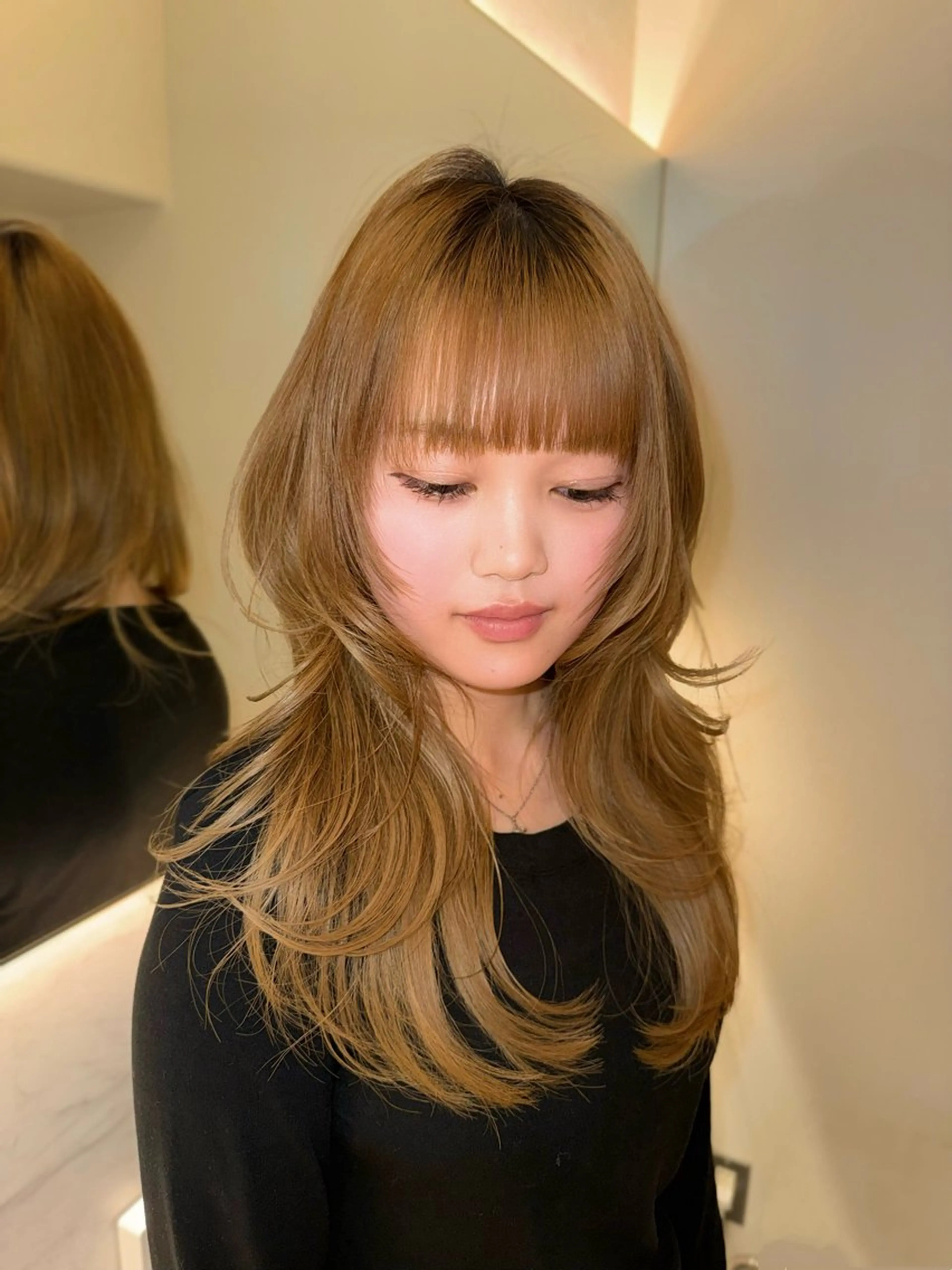 ロング ハイレイヤー レイヤーカット 新宿/韓国レイヤー /韓国ボブRionaのヘアスタイル