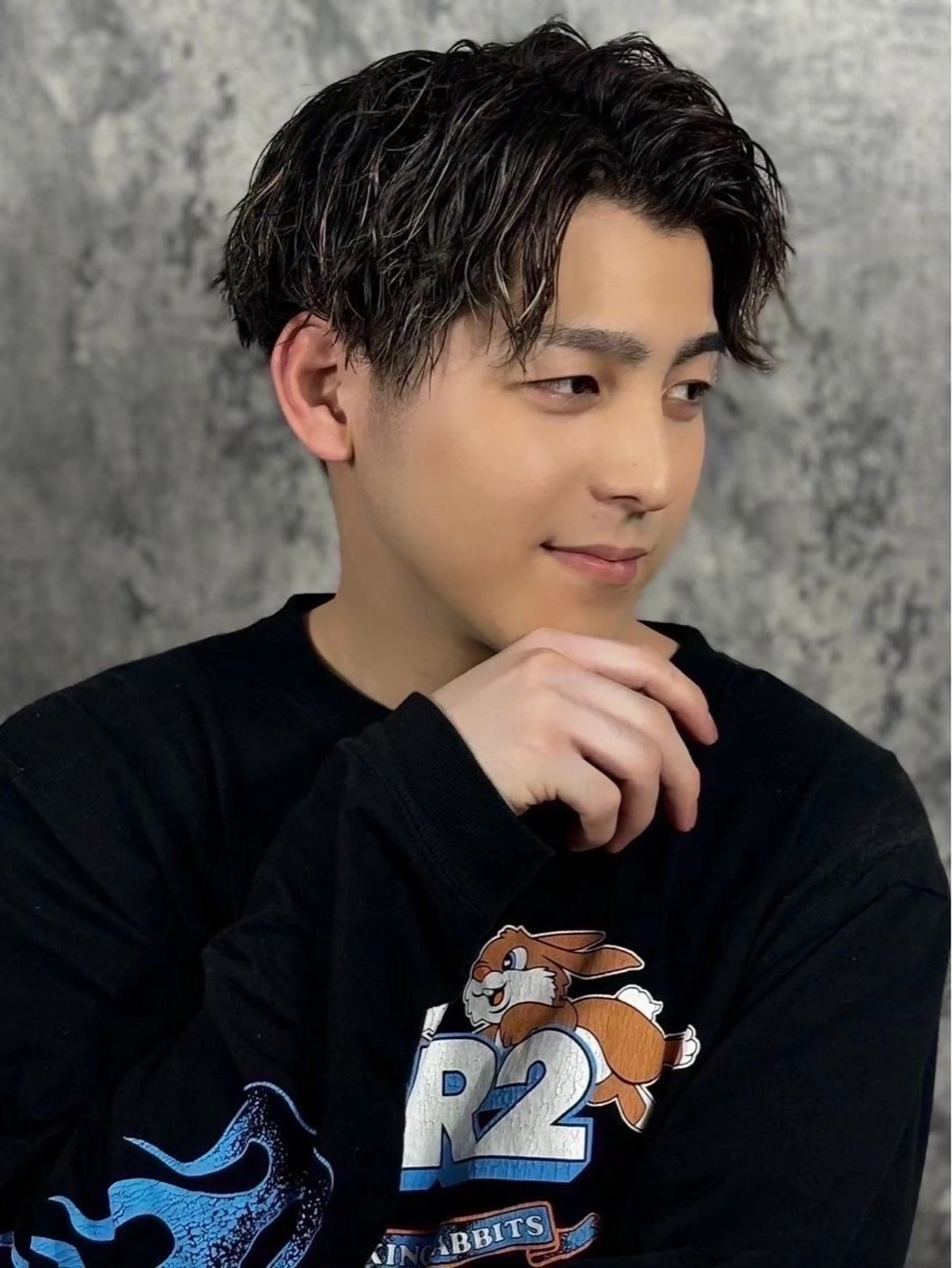 セミロング パーマ ヘアアレンジ メンズ barber shopのヘアスタイル