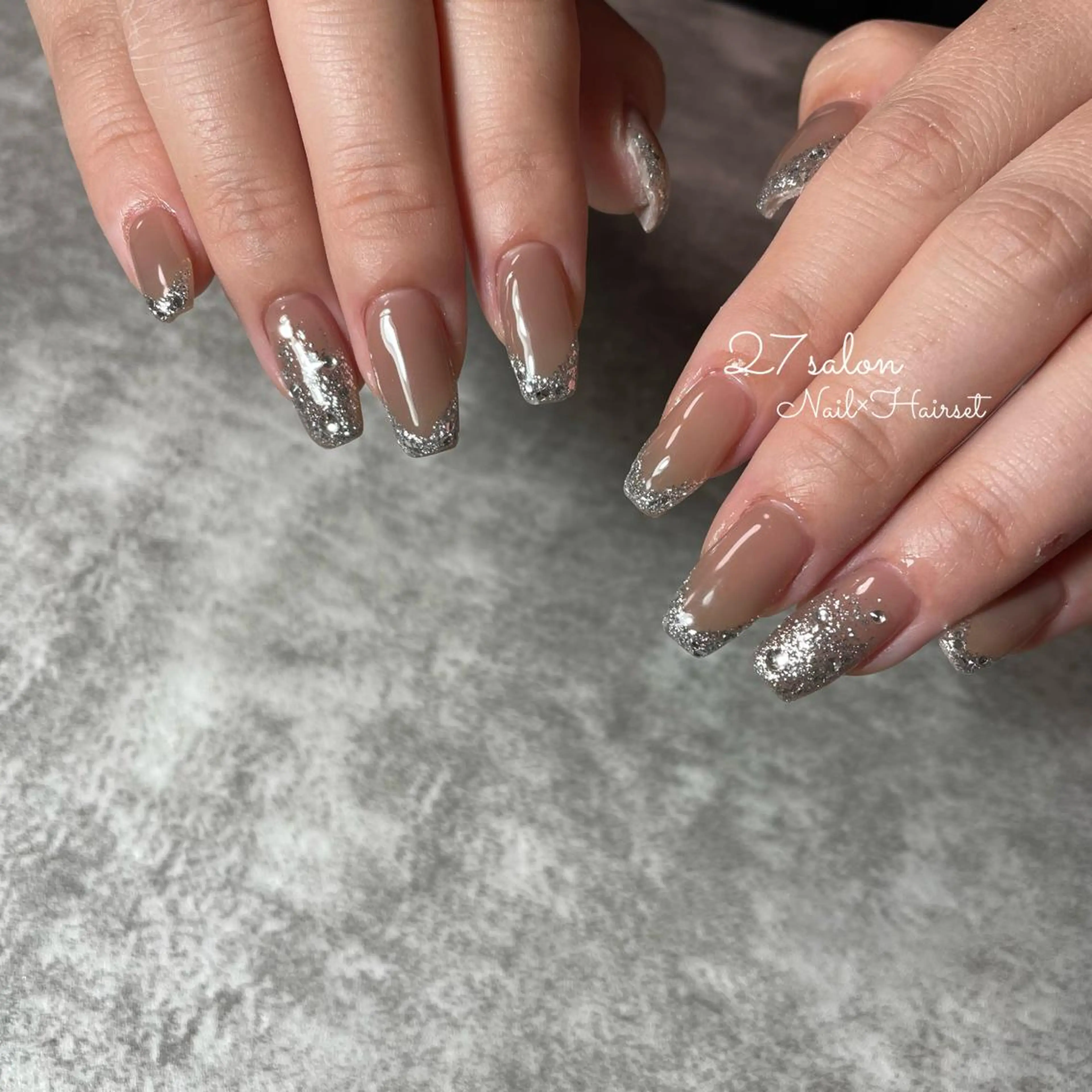ネイル フレンチネイル ラメ(グリッター) 27salon yuinaのネイルデザイン