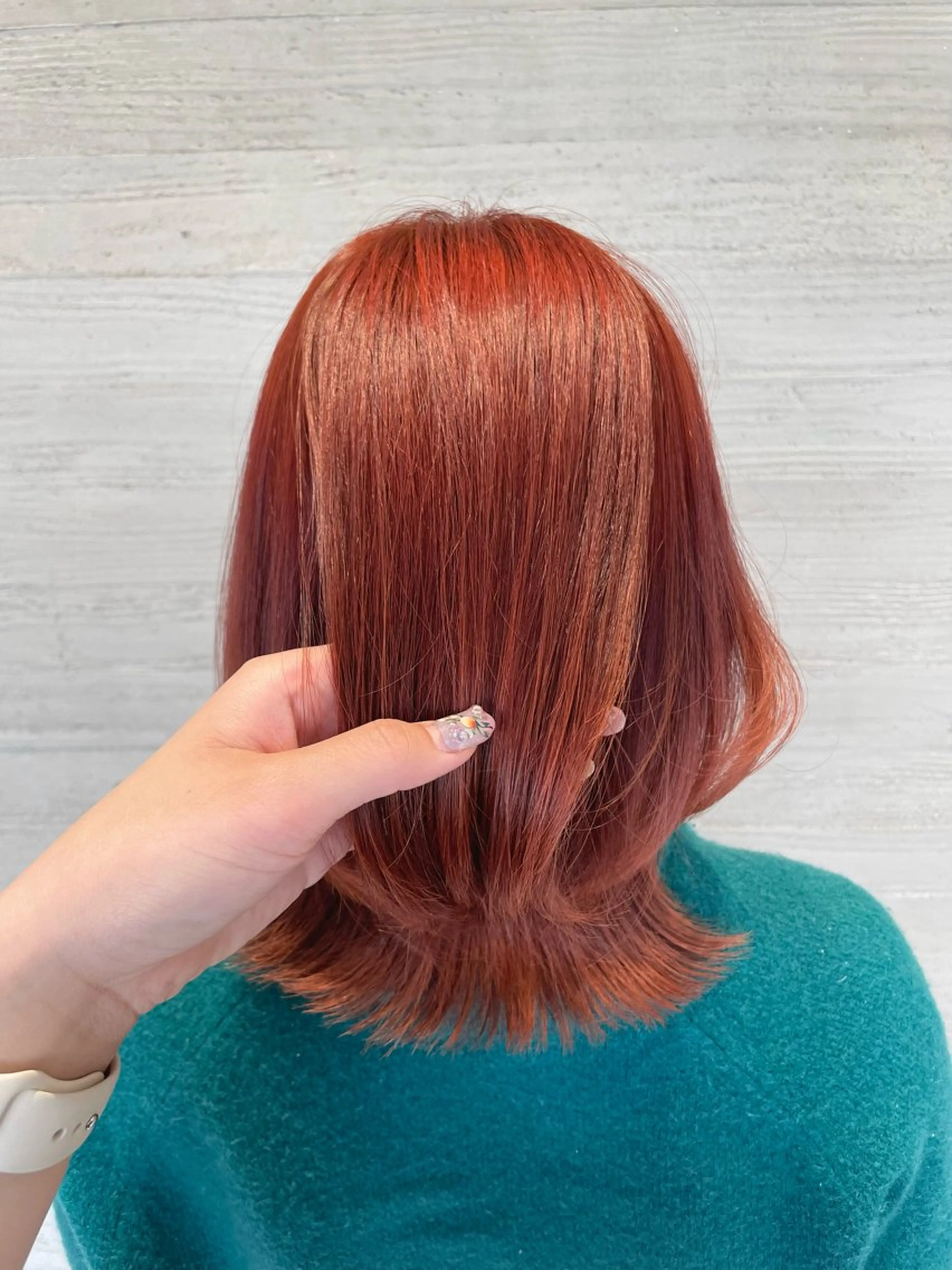 ミディアム カラー ヘアアレンジ ボブレイヤー オレンジ ボブ くびれヘア レイヤーカット .⋆⟡💖 Marin💖⟡⋆.のヘアスタイル