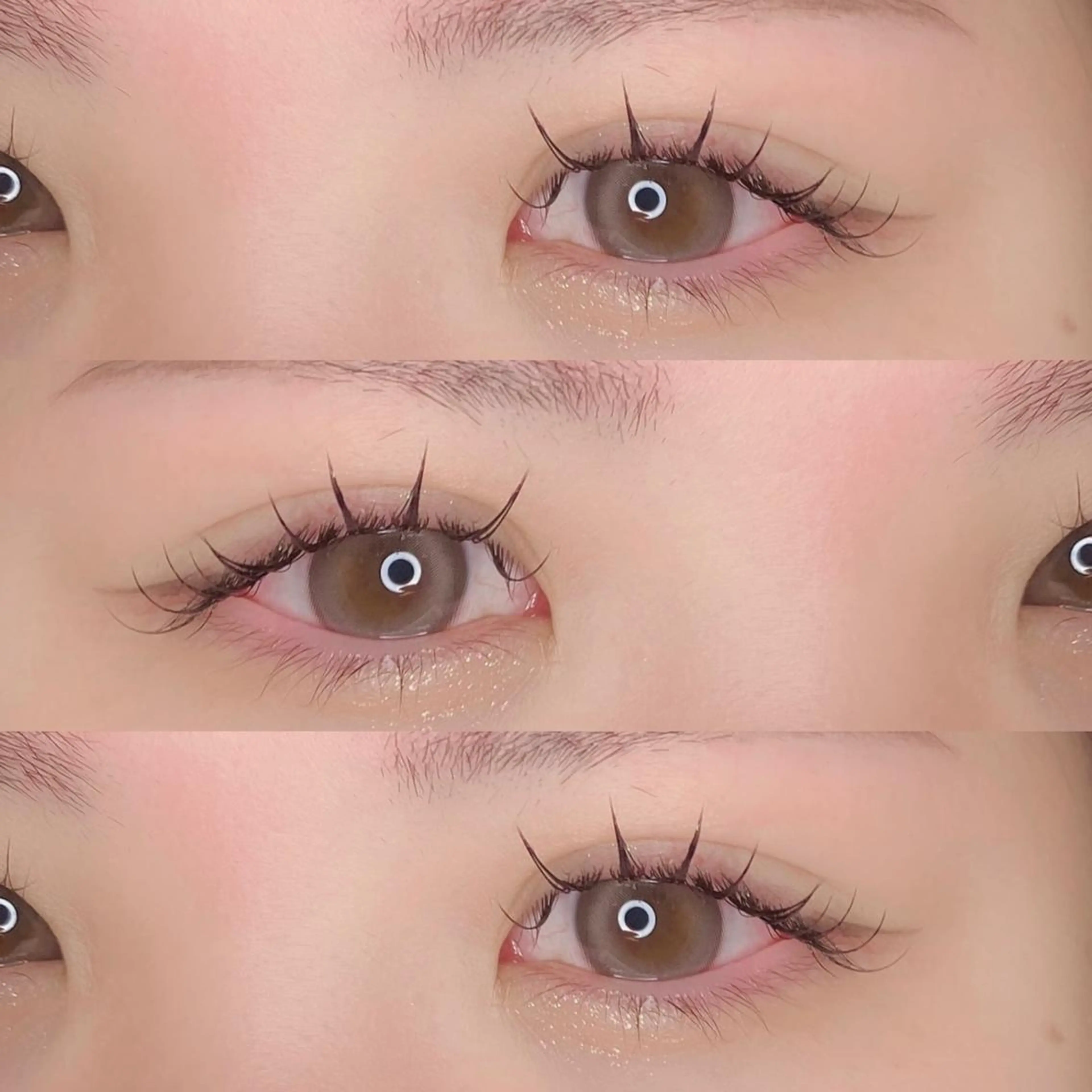 マツエク・マツパ 束感まつ毛 フラットラッシュ 韓国風マツエク パリジェンヌラッシュリフト ボリュームラッシュ 肌に馴染むハイトーン /ミルクティーカラーのヘアスタイル