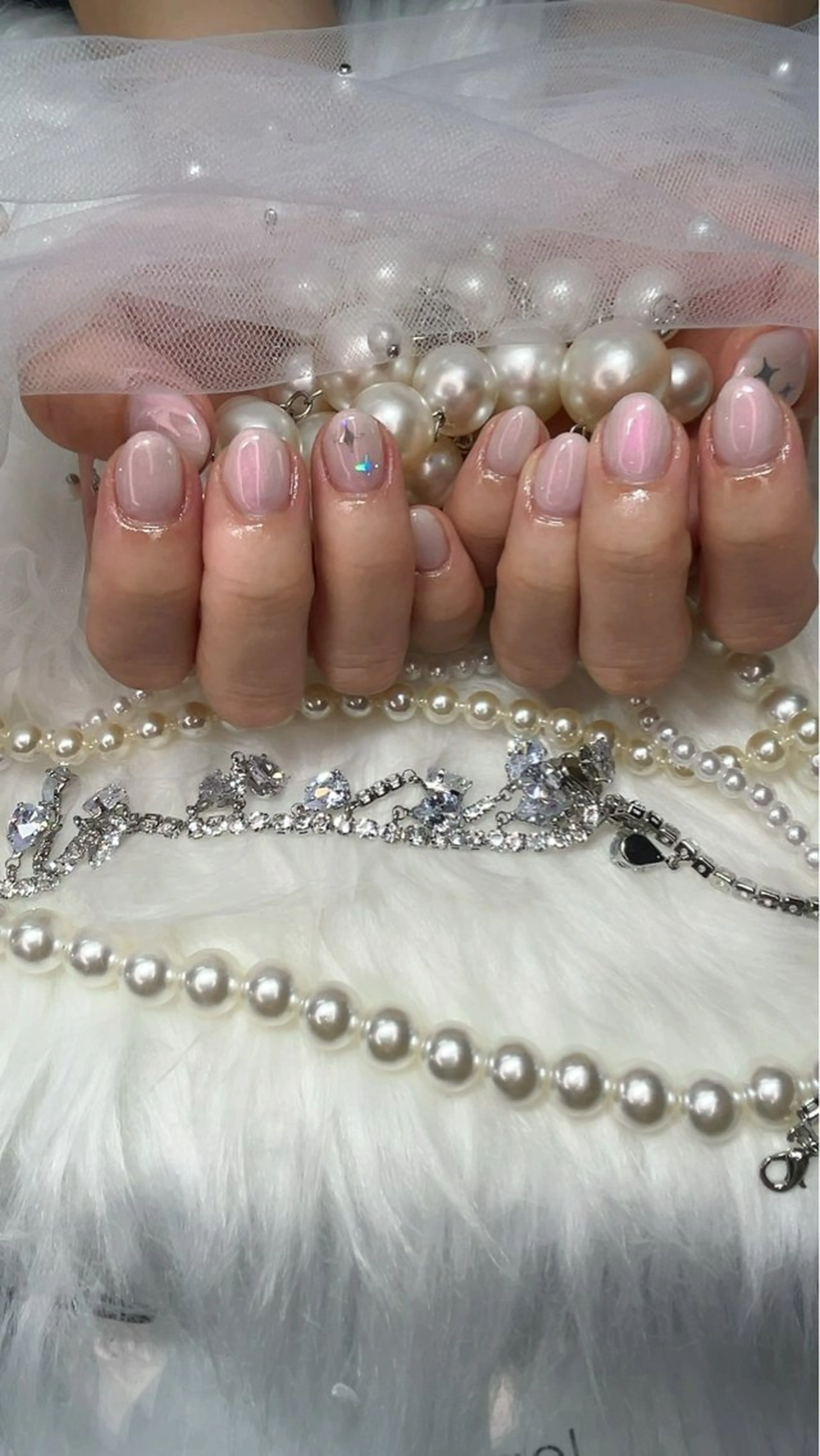 ネイル ワンカラーネイル ピンク ホワイト my nail plus野江内代のネイルデザイン