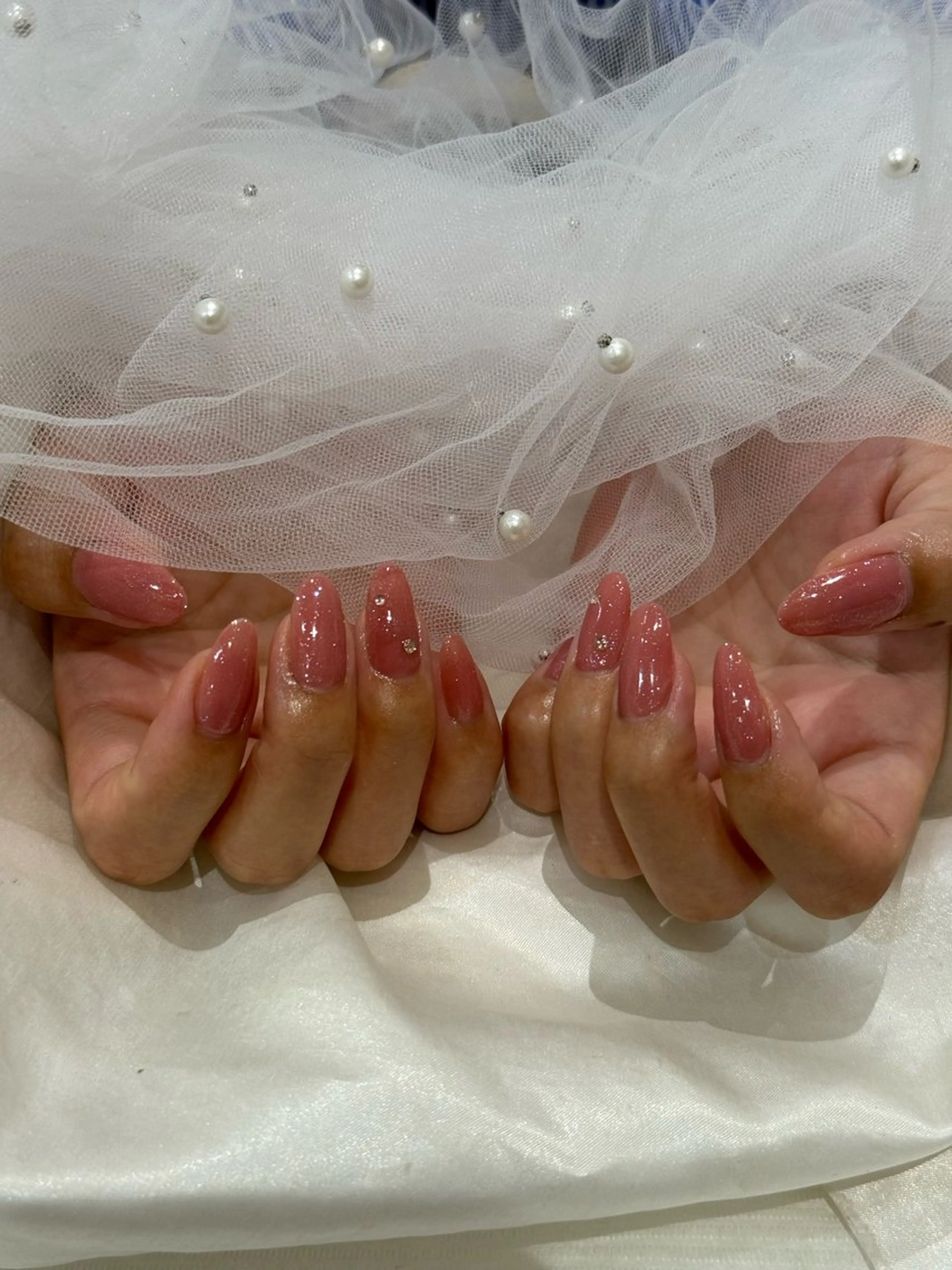 ネイル ラメ(グリッター) ピンク ハンドネイル Hiyori ✧*。のネイルデザイン