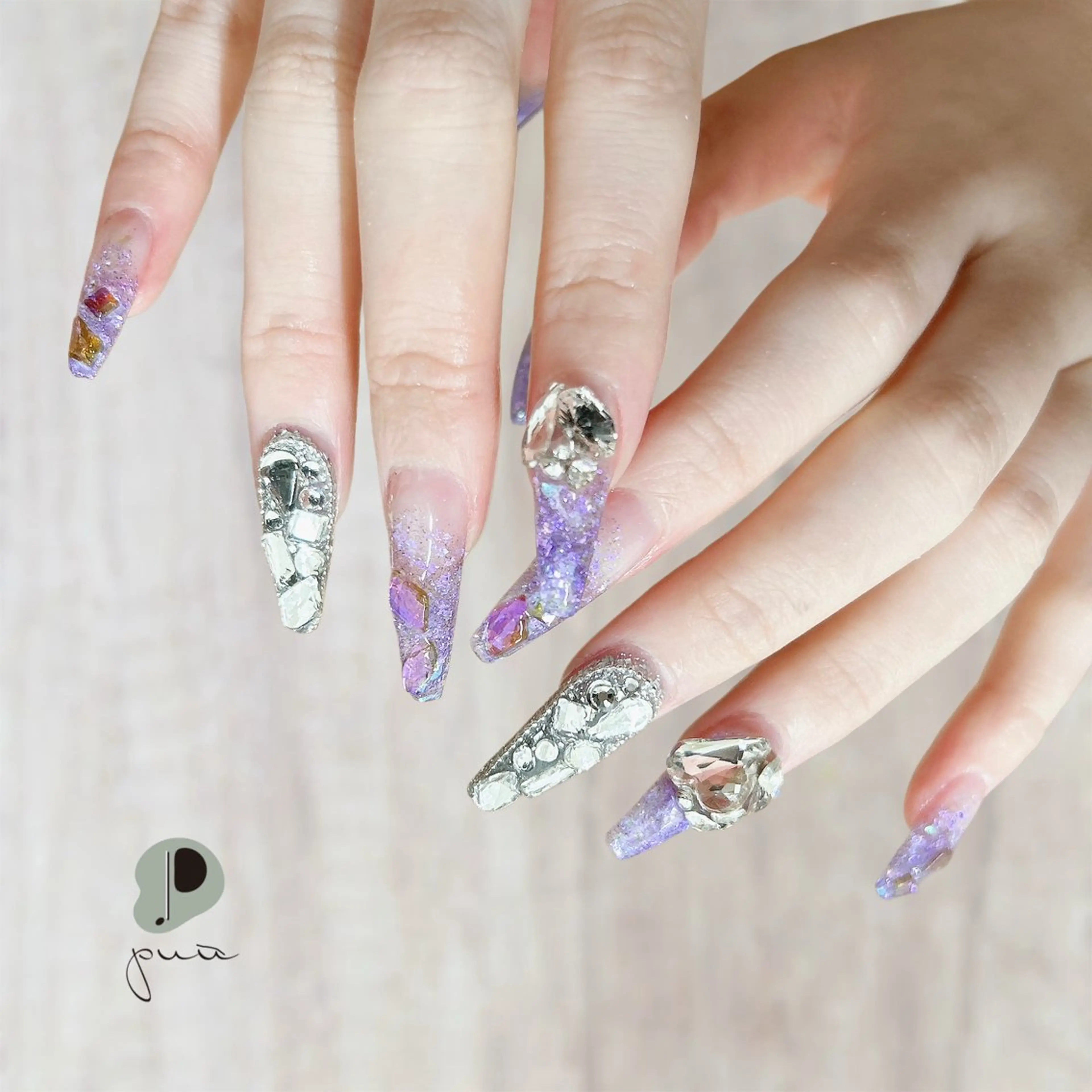 ネイル グラデーション キラキラネイル スカルプネイル ハンドネイル Nail salon puu kyotoのネイルデザイン