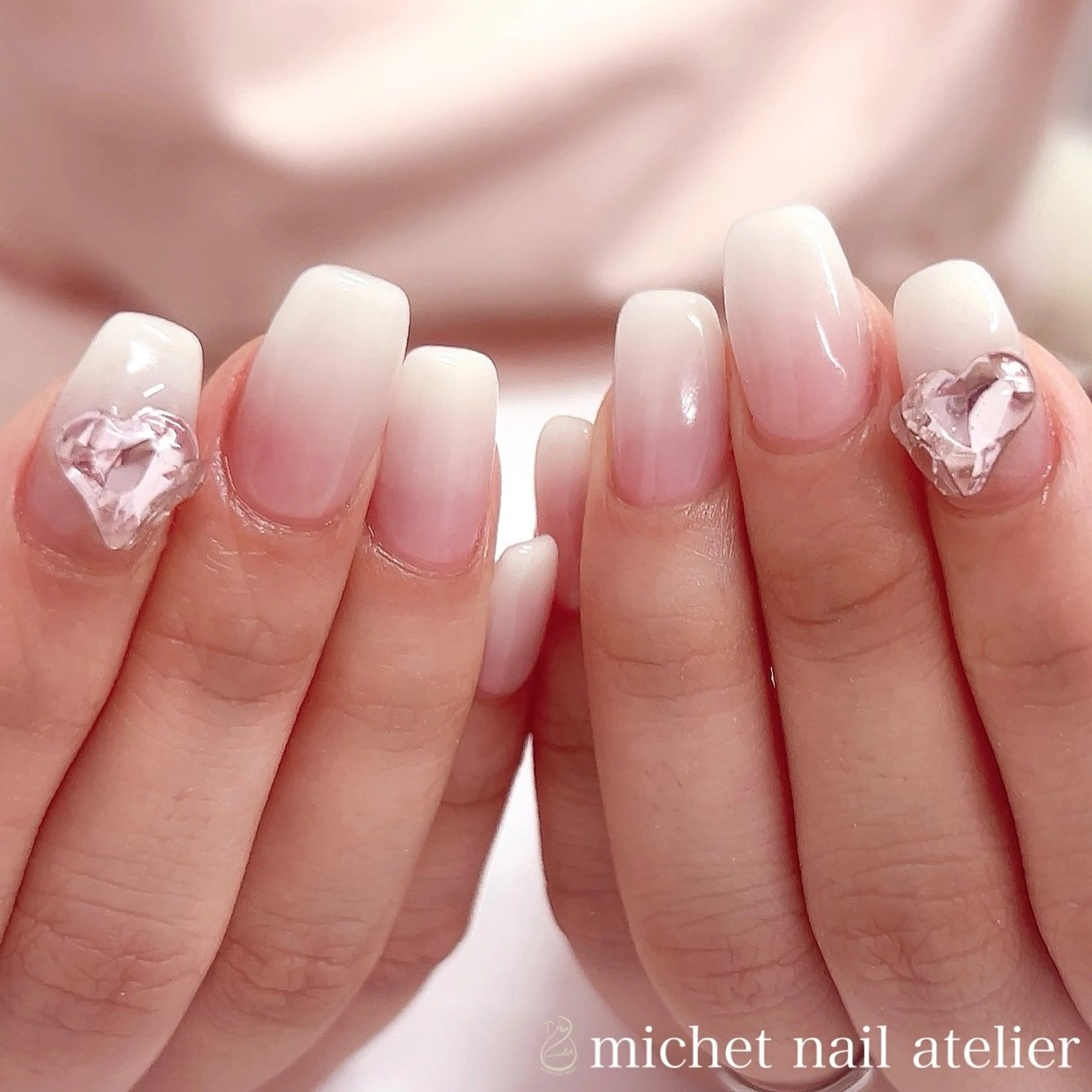 ネイル ジェルネイル グラデーション ハート 春ネイル ハンドネイル h. rikaのネイルデザイン