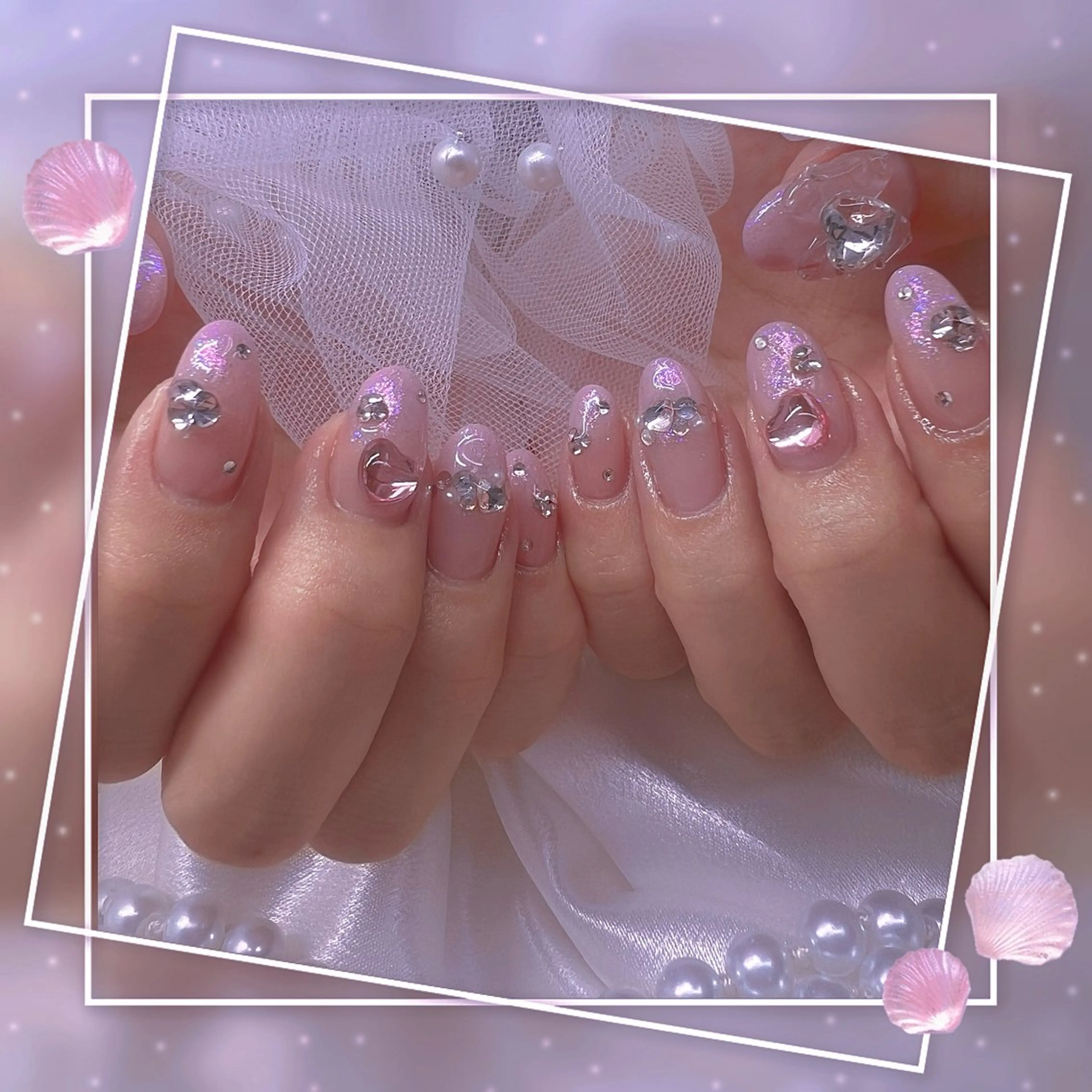 ネイル チークネイル ガーリー グラデーション マグネットネイル ピンク ハンドネイル ハンドケア Chill Nailsalonのネイルデザイン