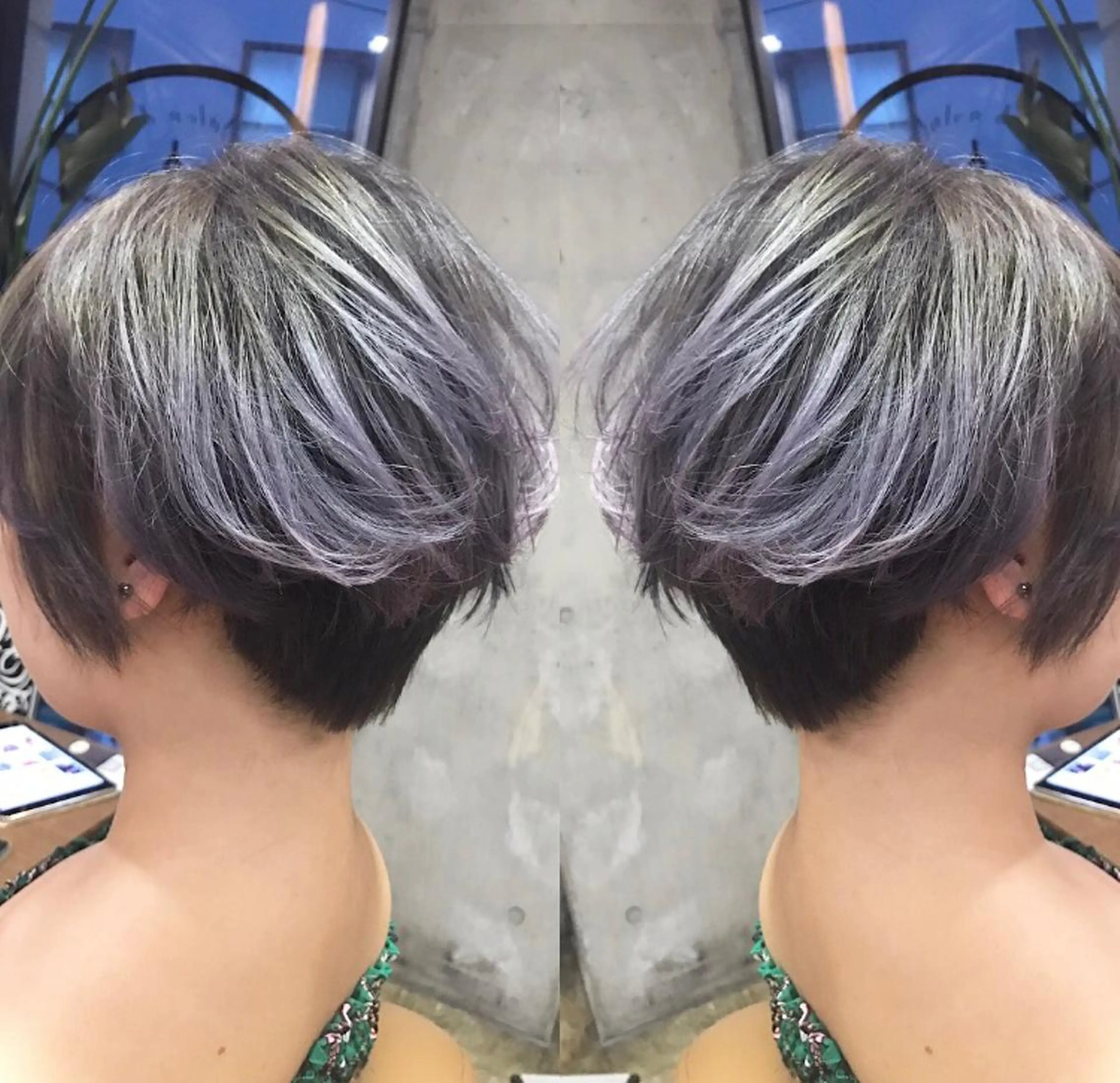 ショート カラー パーマ ヘアアレンジ メンズ キッズ ネイル マツエク・マツパ シルバー ショートヘア ショートネイル シルバー サロンドミルク 原宿のヘアスタイル