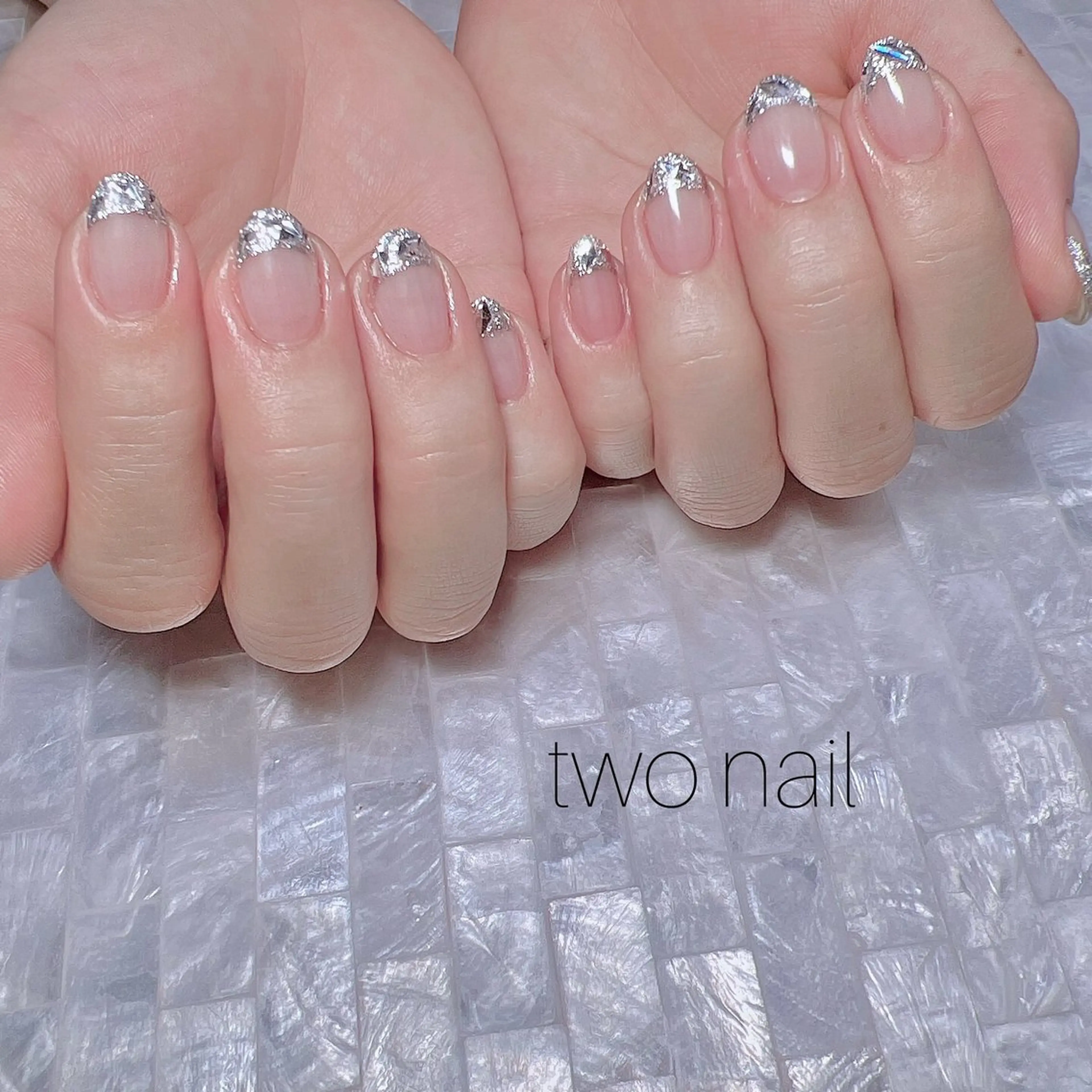 ネイル アートネイル ネイルチップ ホワイト ハンドネイル two nailのネイルデザイン