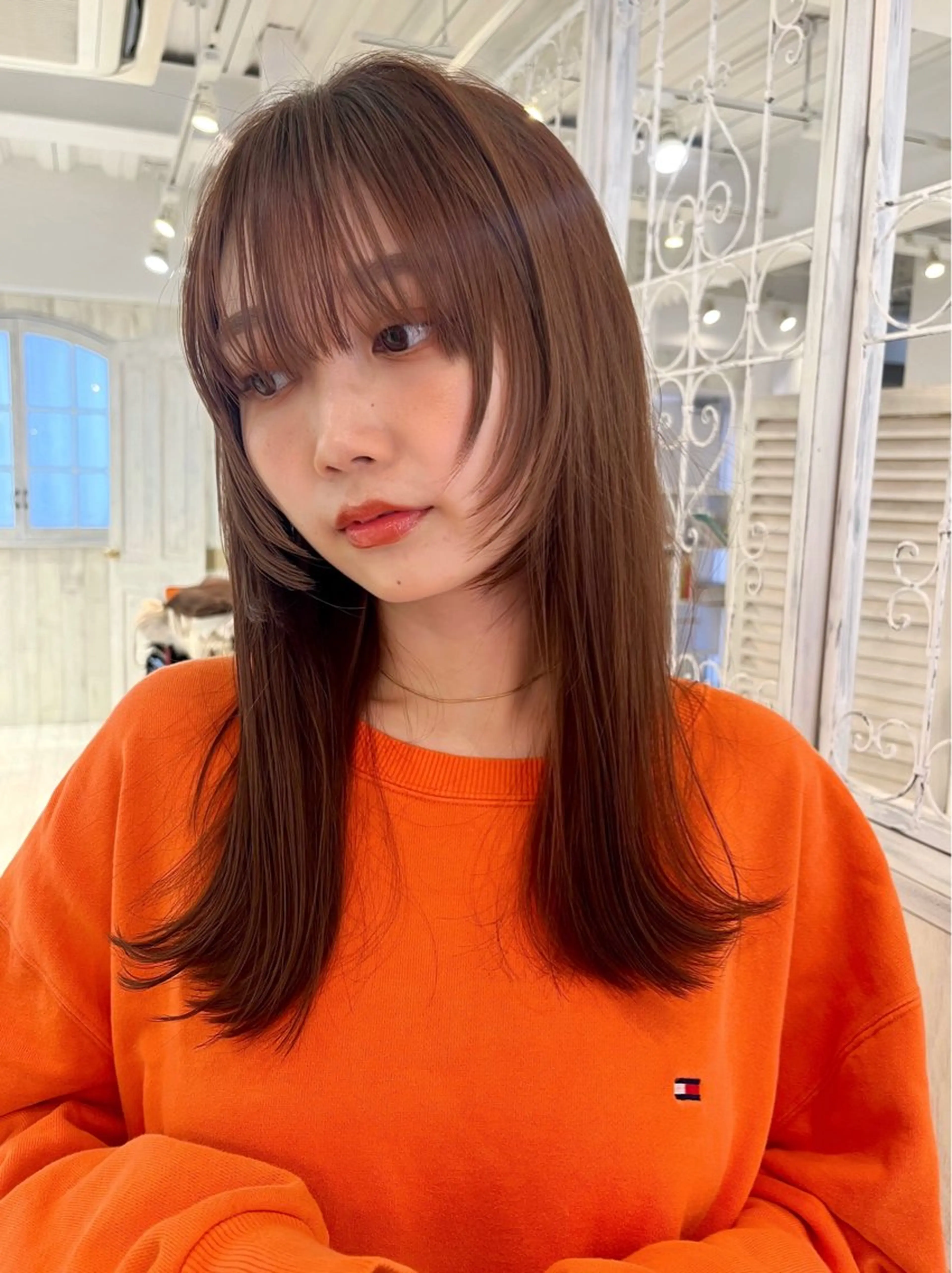 ロング カラー 顔周りカット レイヤーカット ウルフカット カット ヘアカラー トリートメント 【韓国ヘア×透明感 カラー】笹谷 莉未のヘアスタイル