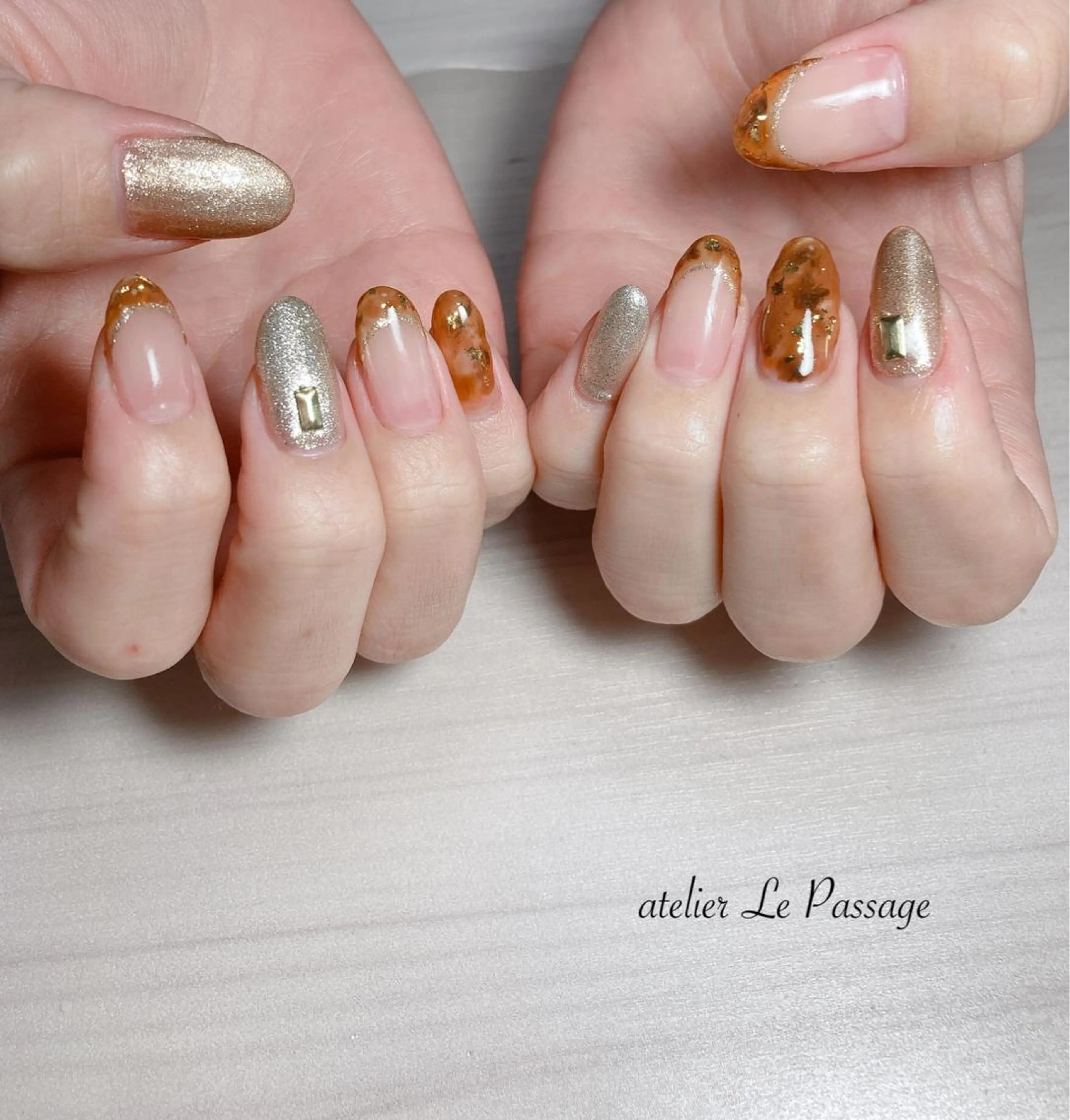 ネイル べっ甲ネイル フレンチネイル ジェルネイル ニュアンスネイル パラジェル Atelier Le Passage所属・h nakatsukaのネイルデザイン