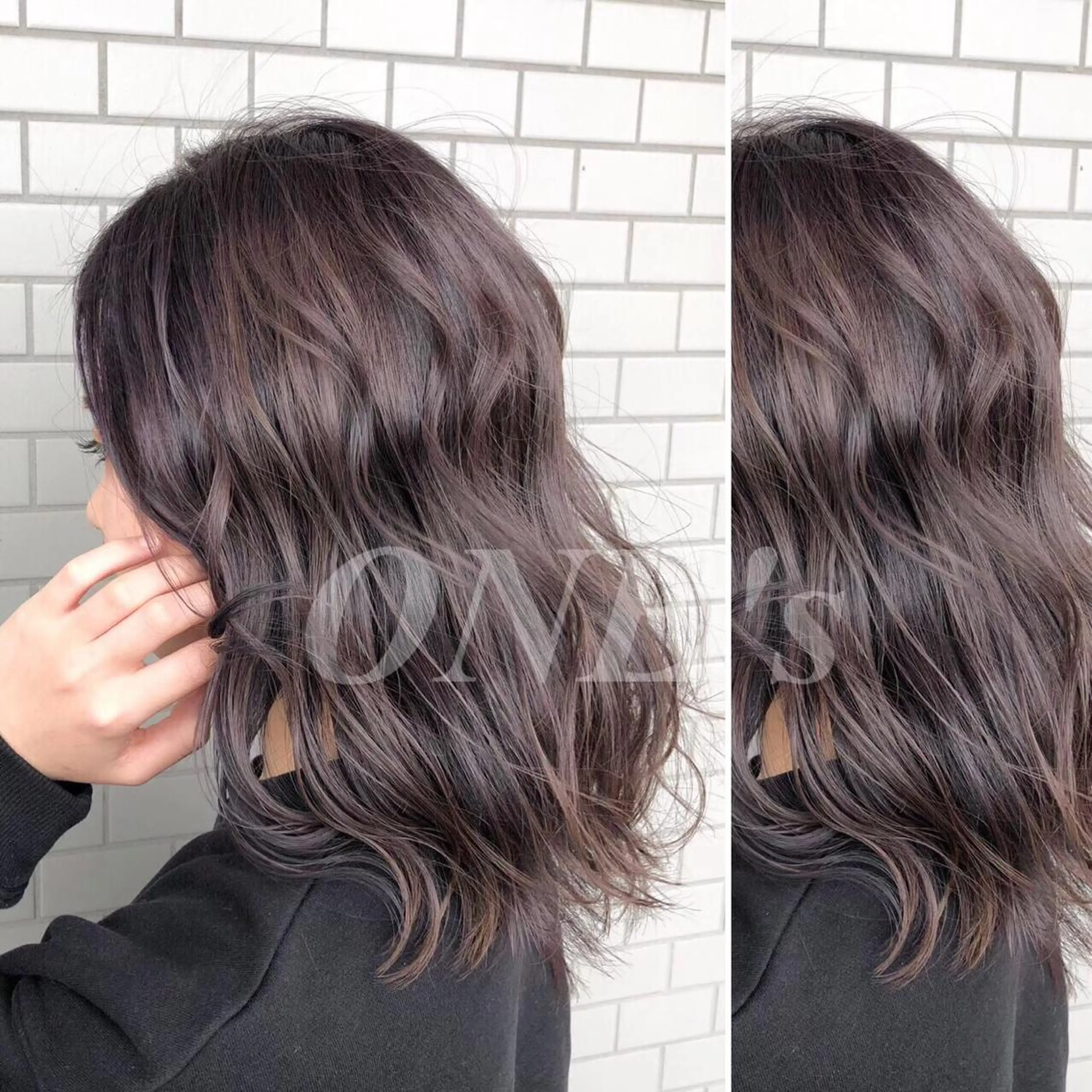 ミディアム カラー JuNブリーチに 縮毛矯正するプロのヘアスタイル