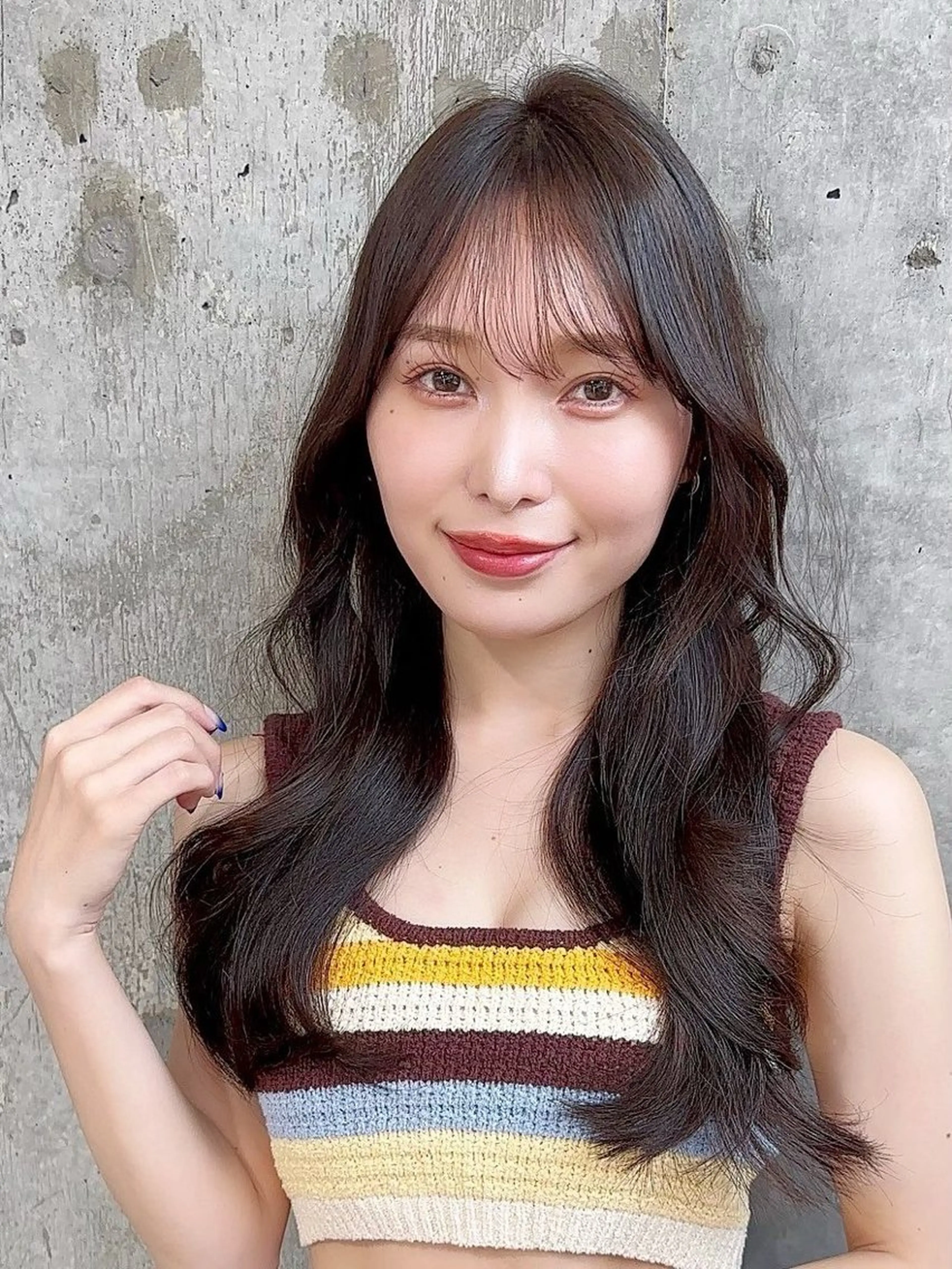 ロング カラー パーマ ヘアアレンジ 新宿/小顔レイヤー/ 顔まわり/西慶太朗のヘアスタイル
