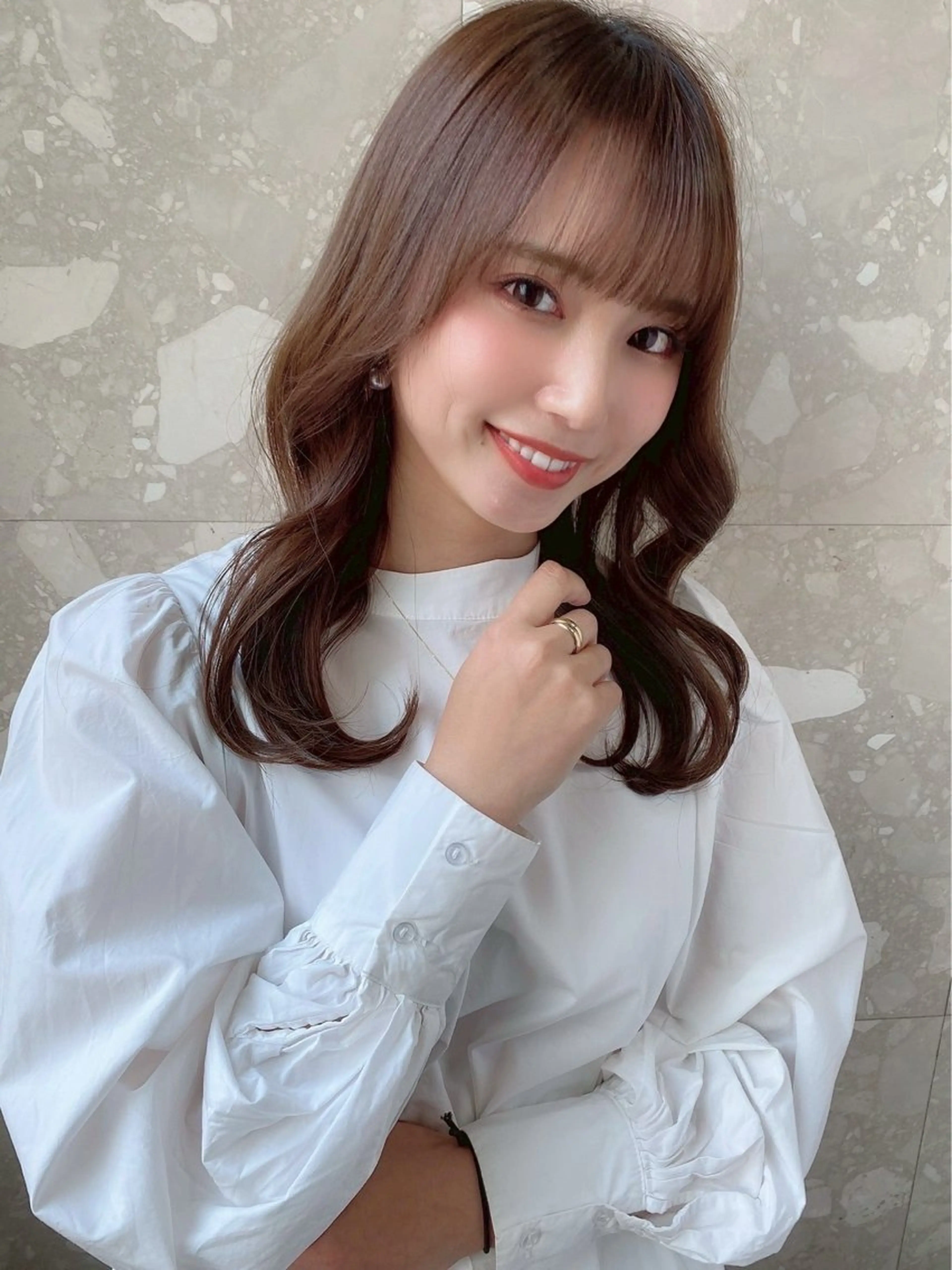 セミロング カラー ブラウンカラー カット ヘアカラー トリートメント ベイリコルド　アトリ 店長　宮城一真のヘアスタイル