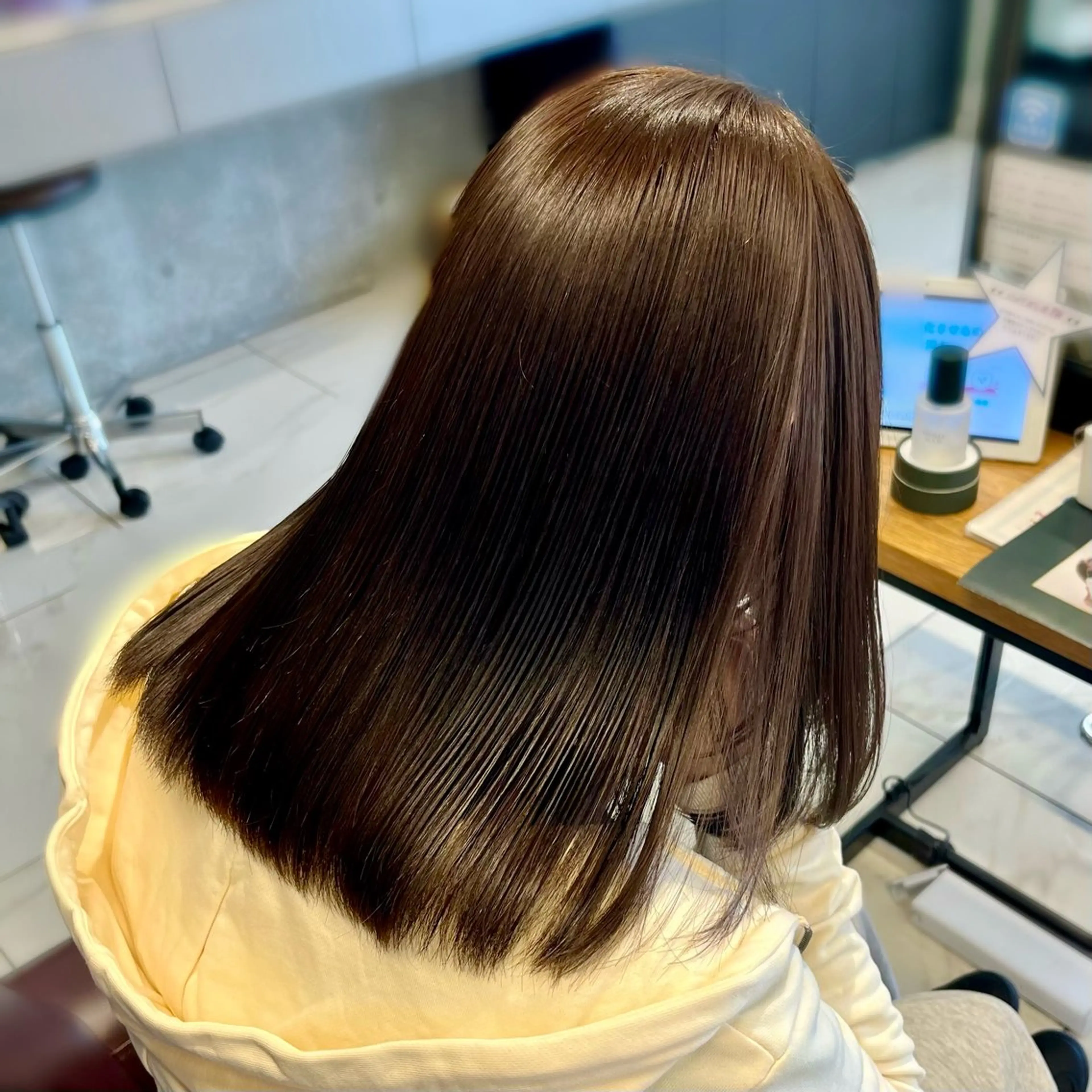 セミロング カラー ブラウンカラー オリーブブラウン 髪質改善 ヘアカラー トリートメント りおな/髪質改善/ カラー /平尾のヘアスタイル