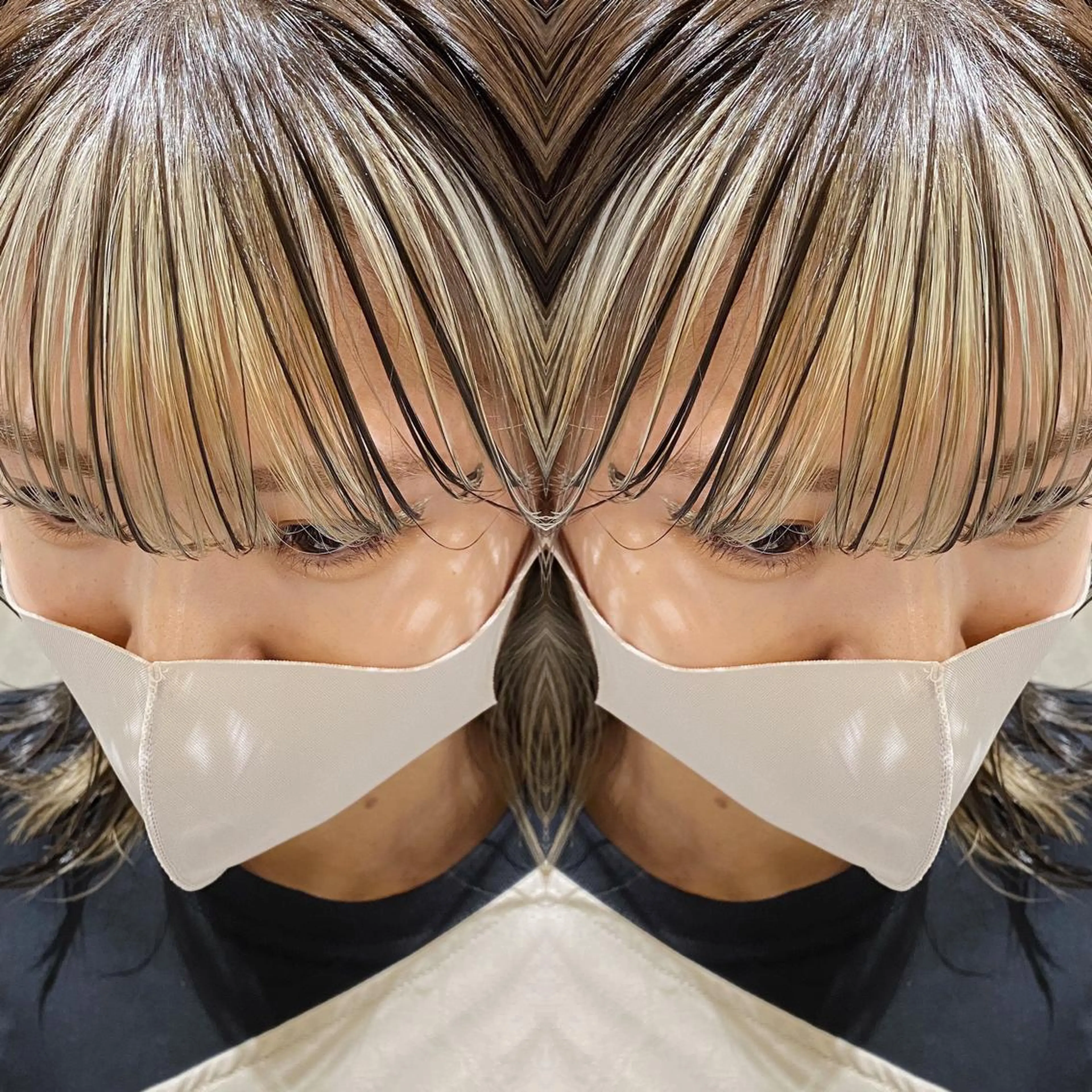 セミロング カラー ヘアアレンジ ブリーチ インナーカラー 竹内啓太 ボブのヘアスタイル