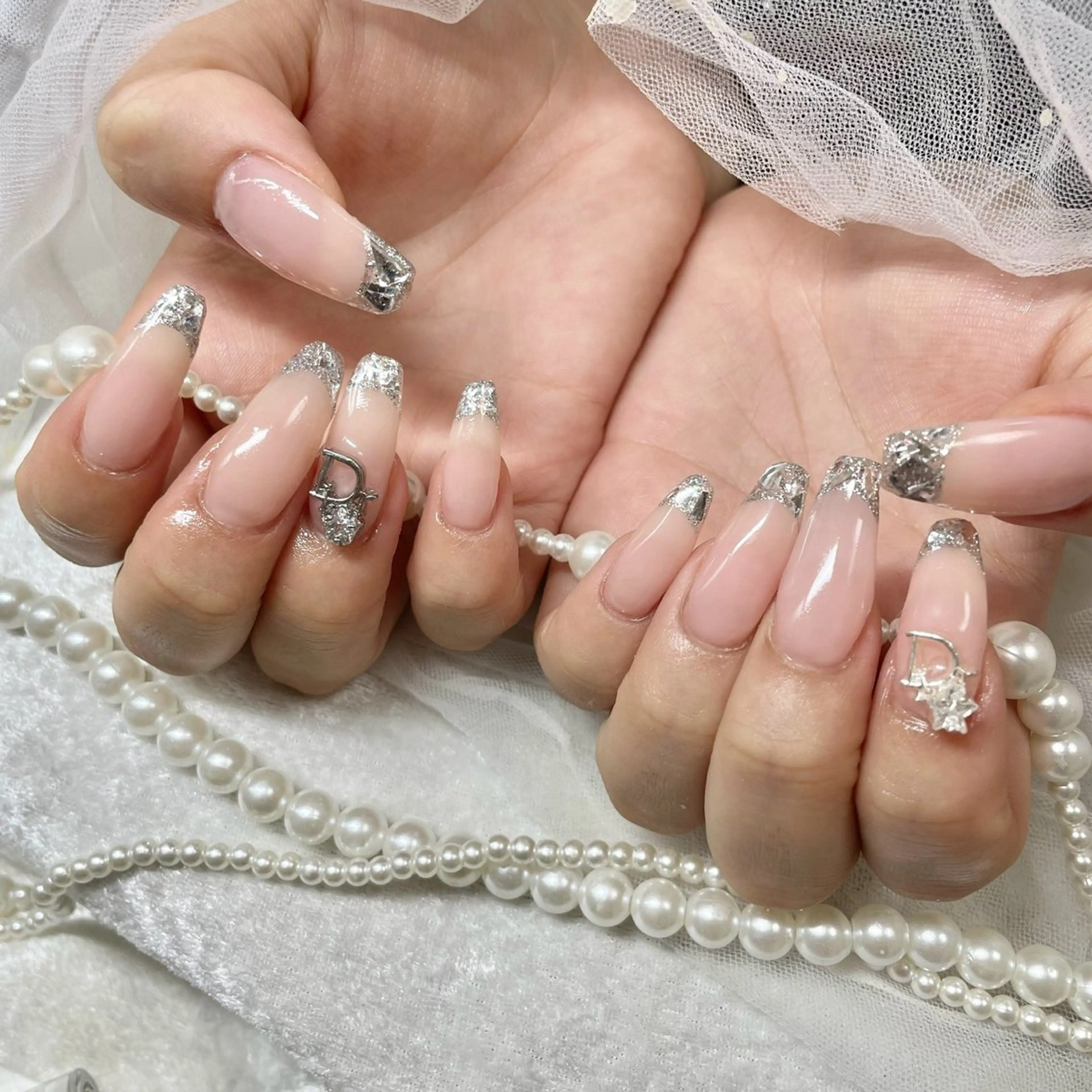 ネイル フレンチネイル ガラスフレンチ 🎀AYAKO 🎀中韓ネイルのネイルデザイン