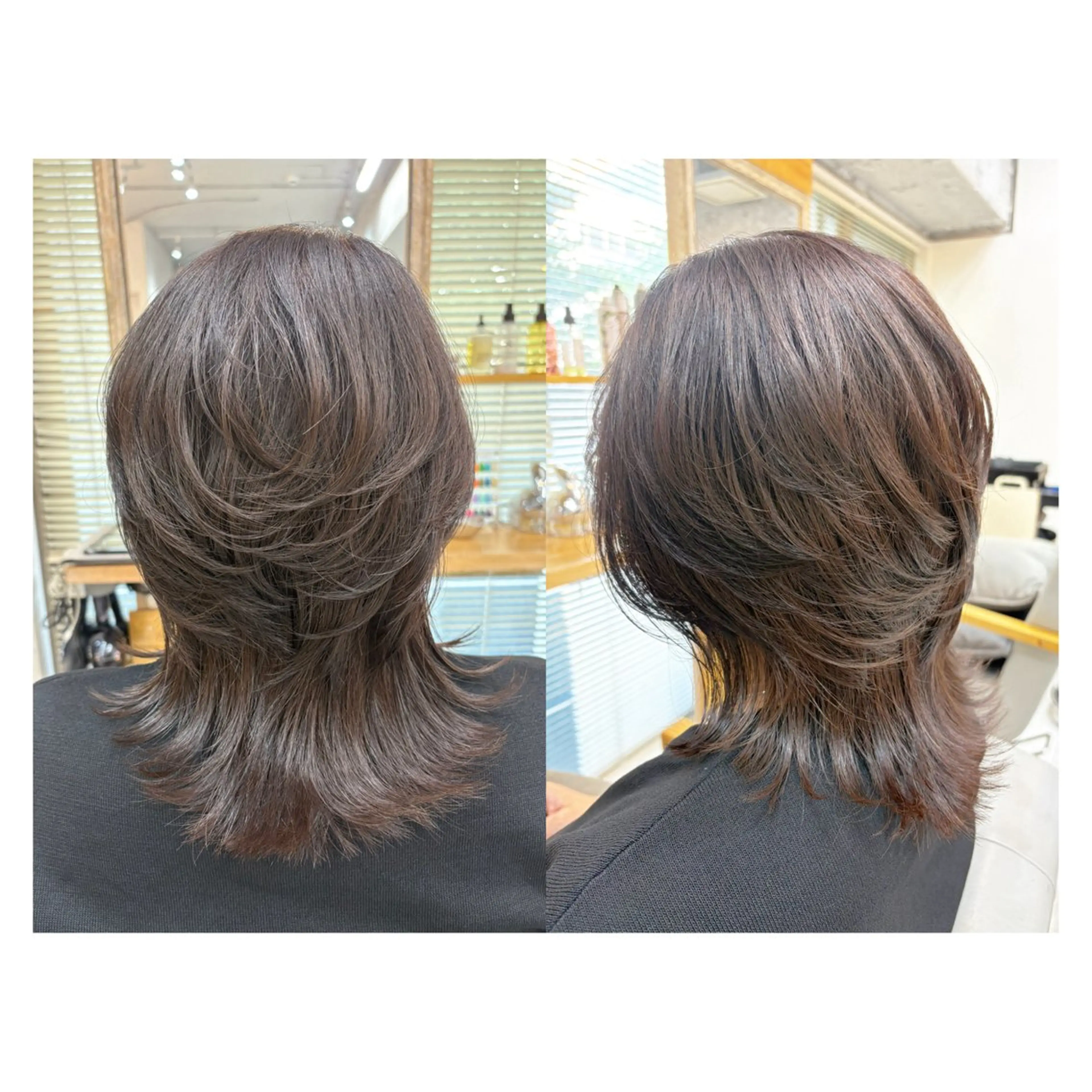 ミディアム ウルフカット カット ヘアカラー トリートメント レイヤーカット・ 縮毛矯正 星野のヘアスタイル