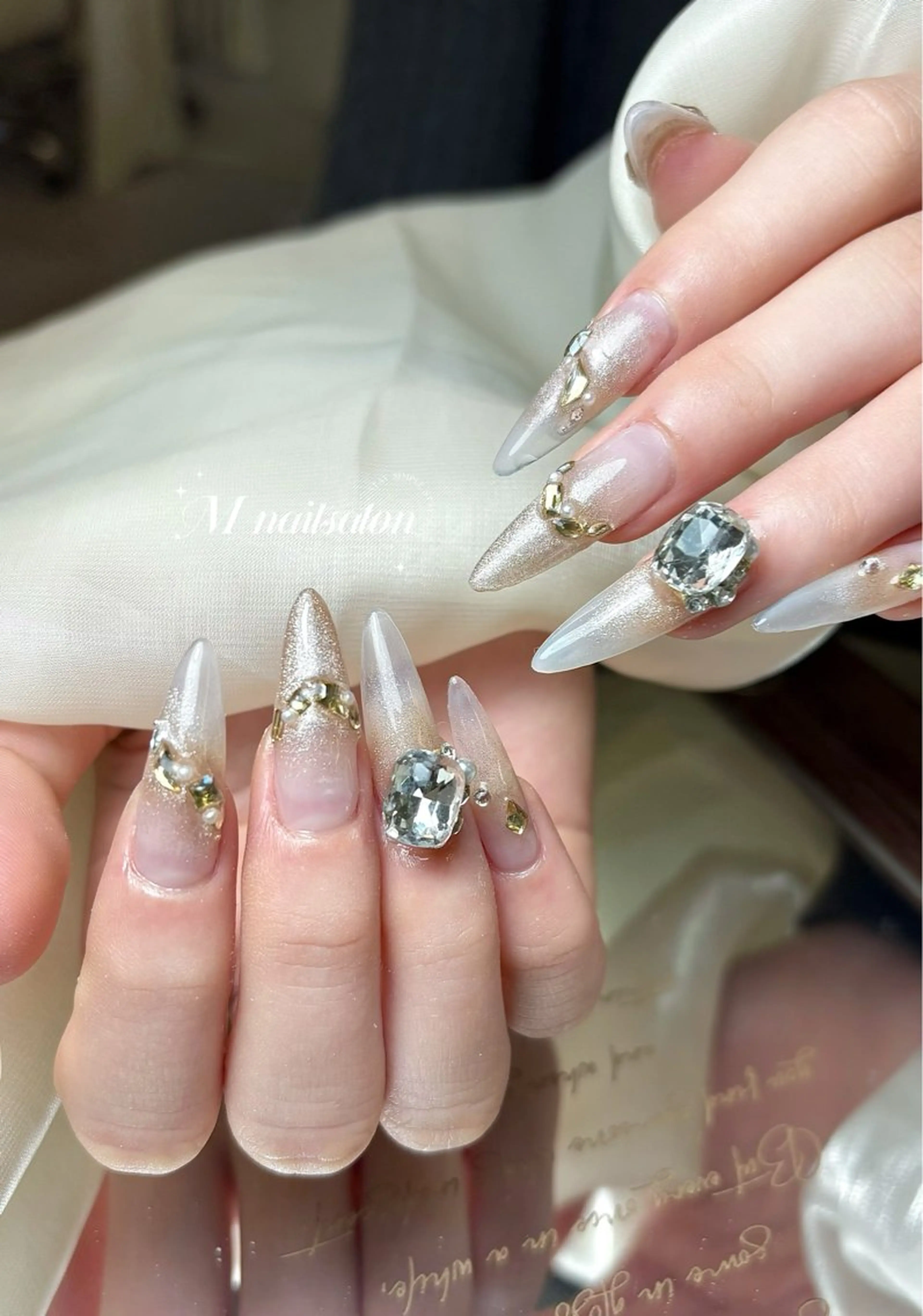 セミロング ハンドネイル M🌷nail 長さだし専門店のネイルデザイン