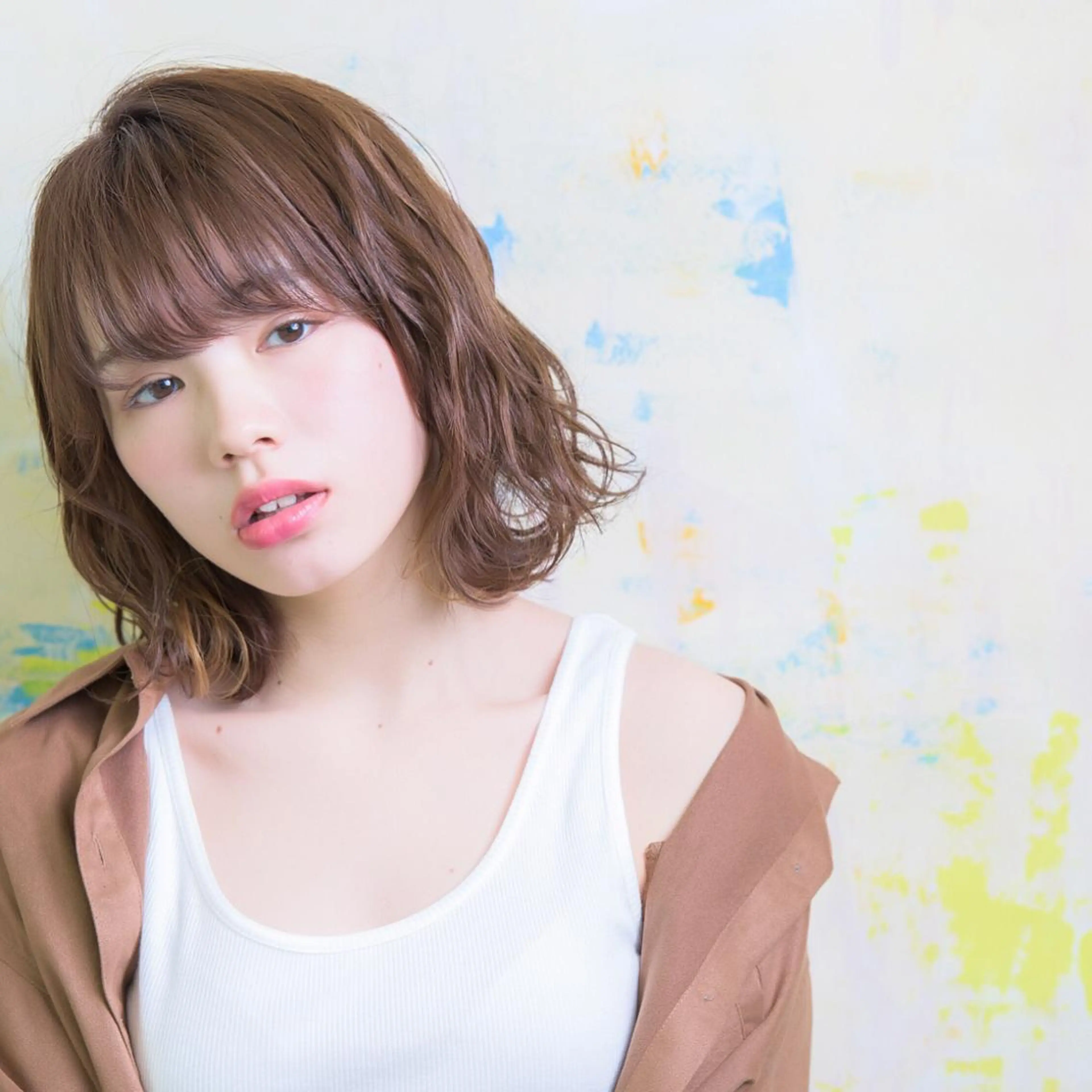 ミディアム カラー パーマ ボブ 齋藤 咲のヘアスタイル