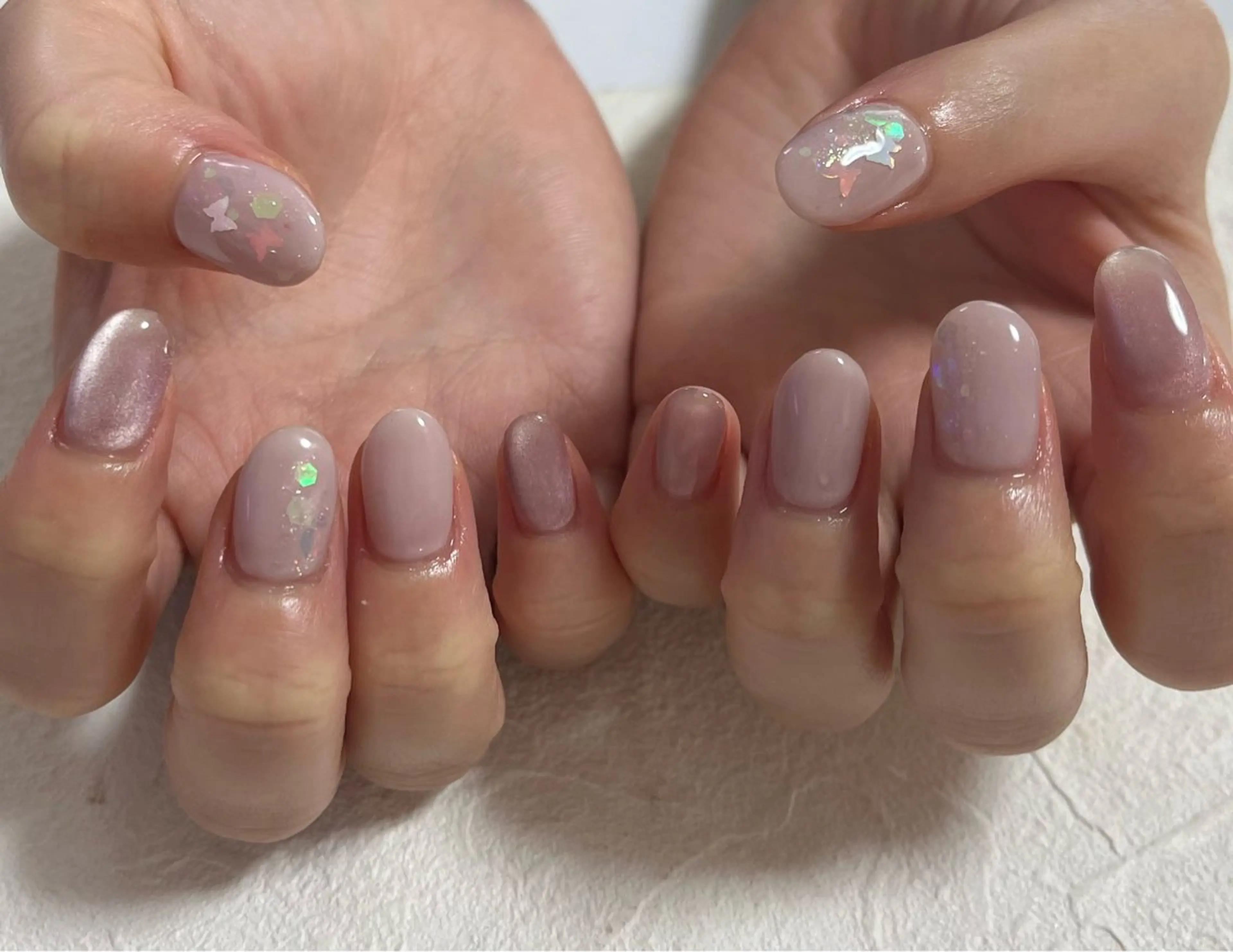 ネイル オーロラネイル フットネイル フレンチネイル ジェルネイル マグネットネイル kiki nail たまプラーザのネイルデザイン