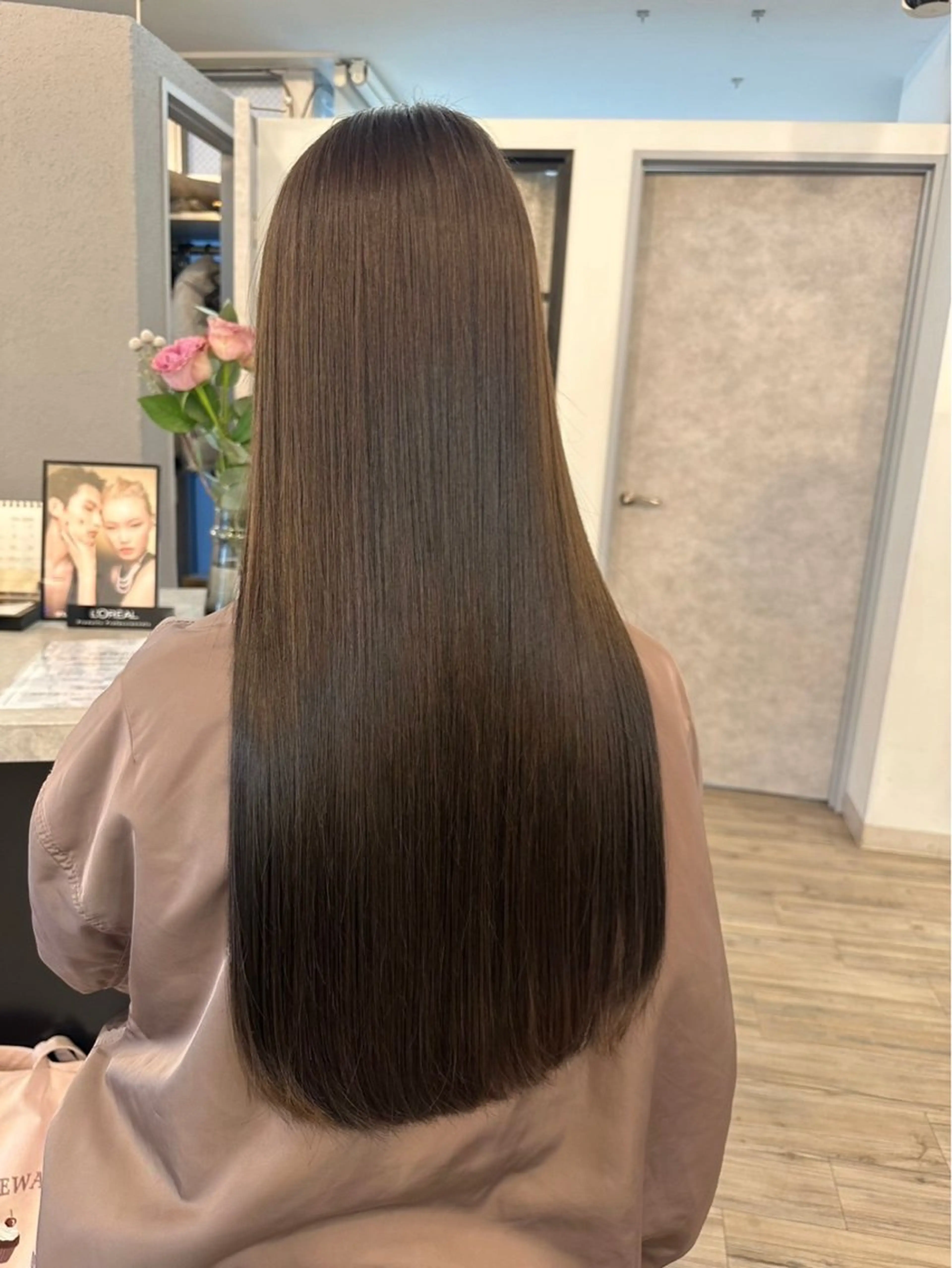 ロング 縮毛矯正 カット 縮毛矯正 トリートメント sato ayaka |透明感カラー🫧のヘアスタイル