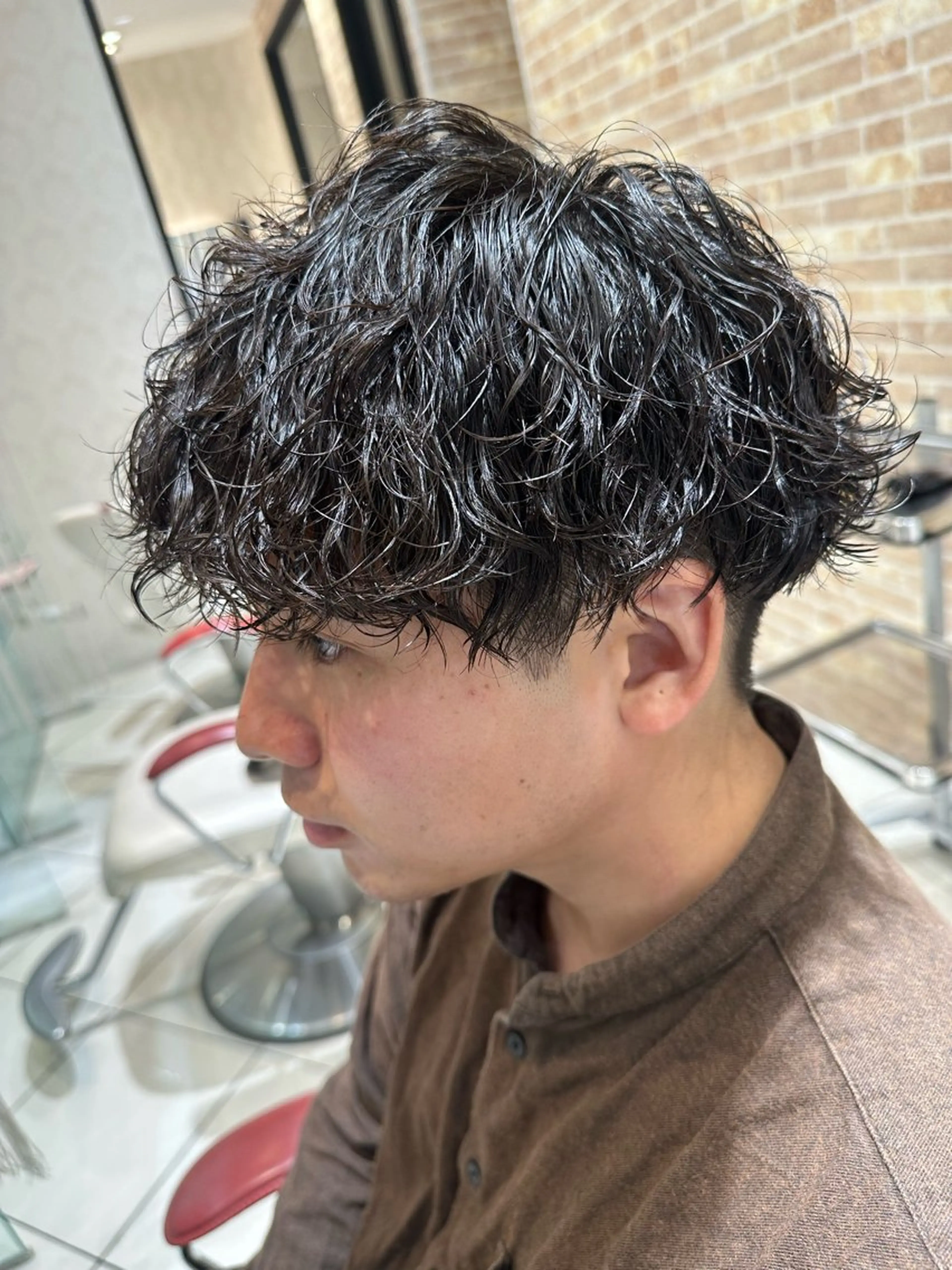 ショート パーマ メンズ メンズパーマ 波巻きパーマ 💈メンズ特化 美容師サキ💈のヘアスタイル