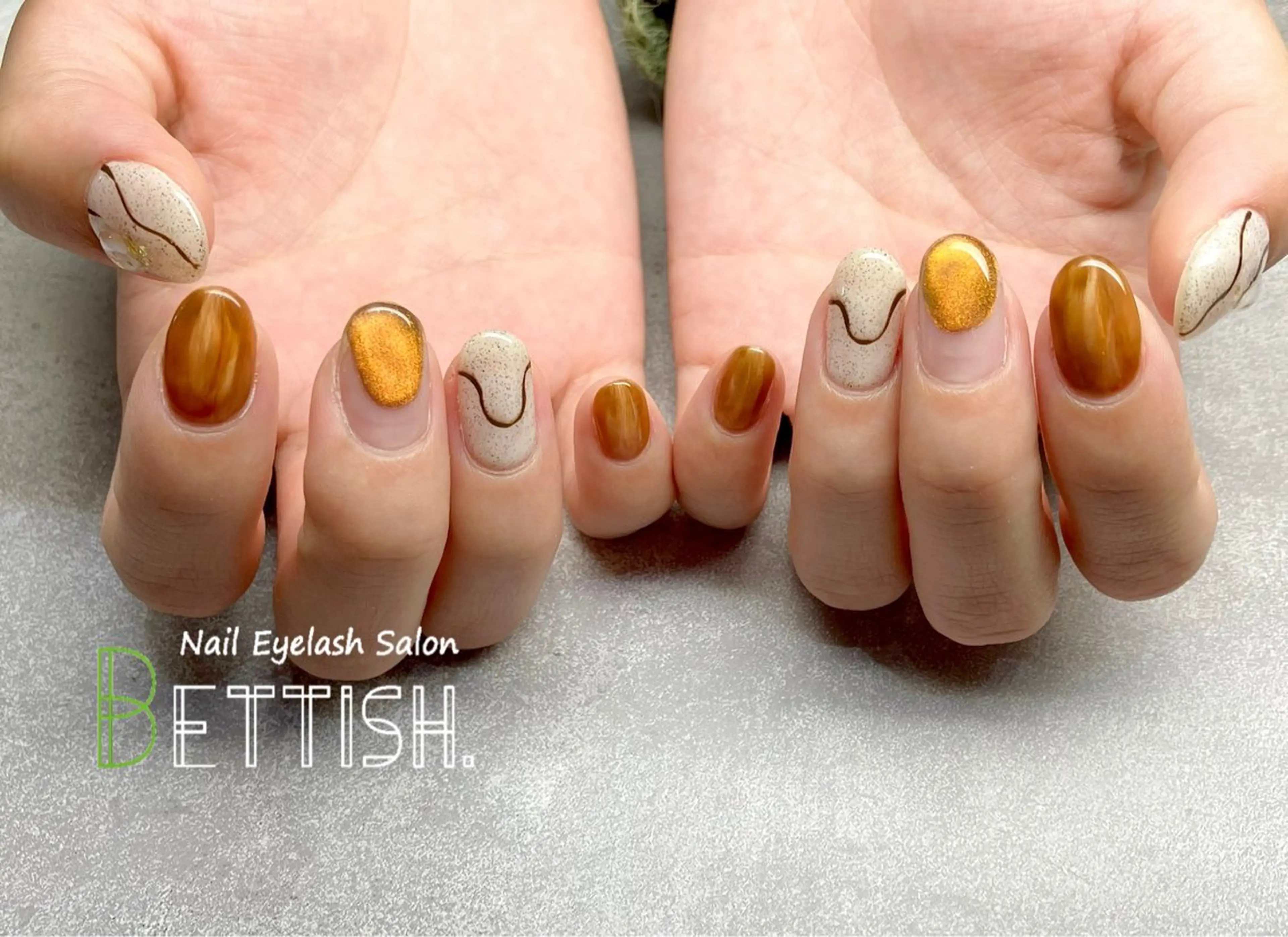 ネイル ブラウン オレンジ ハンドネイル BETTISH. KUMIKO☺︎︎のネイルデザイン