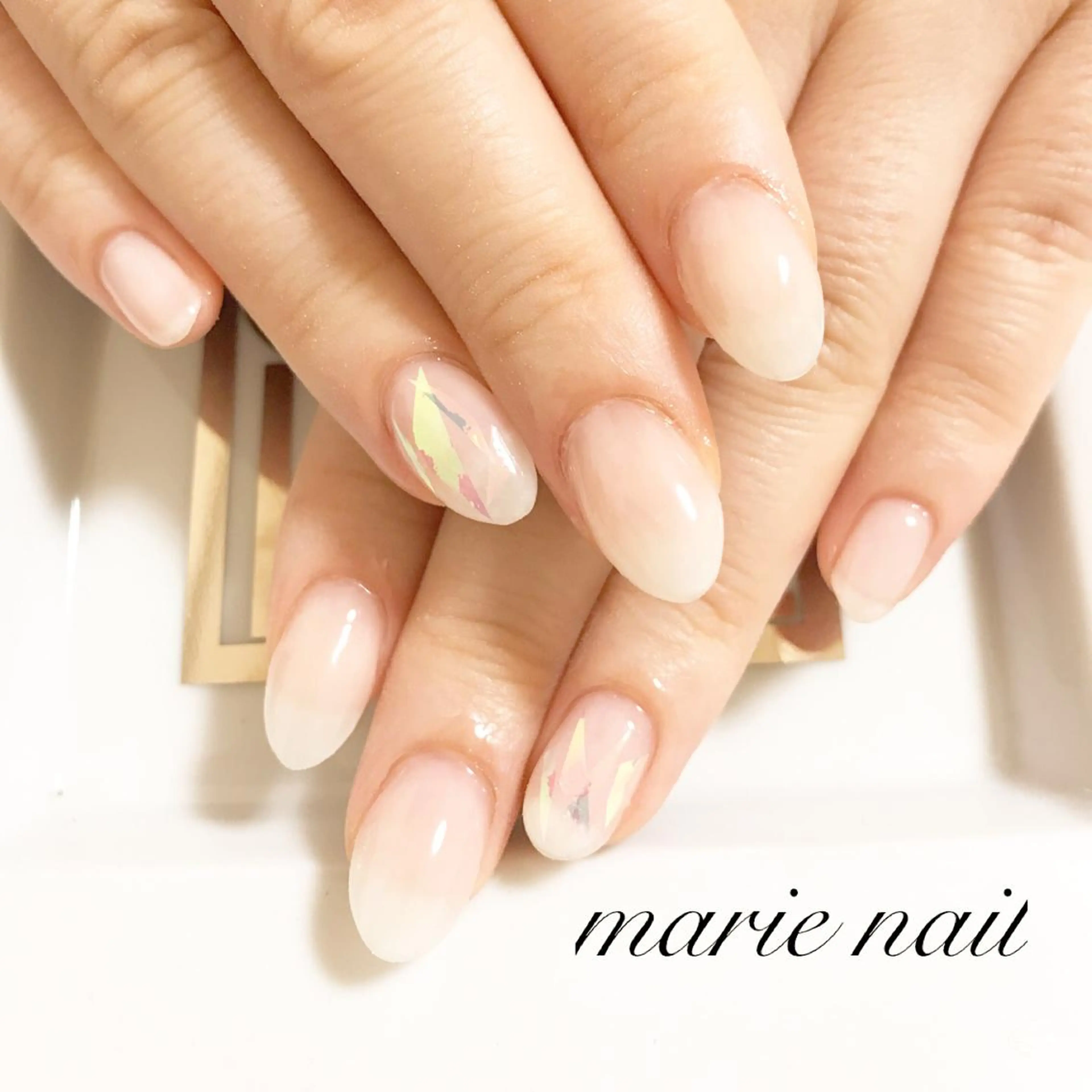ネイル アートネイル 長さ出し ワンカラーネイル marie nailのネイルデザイン