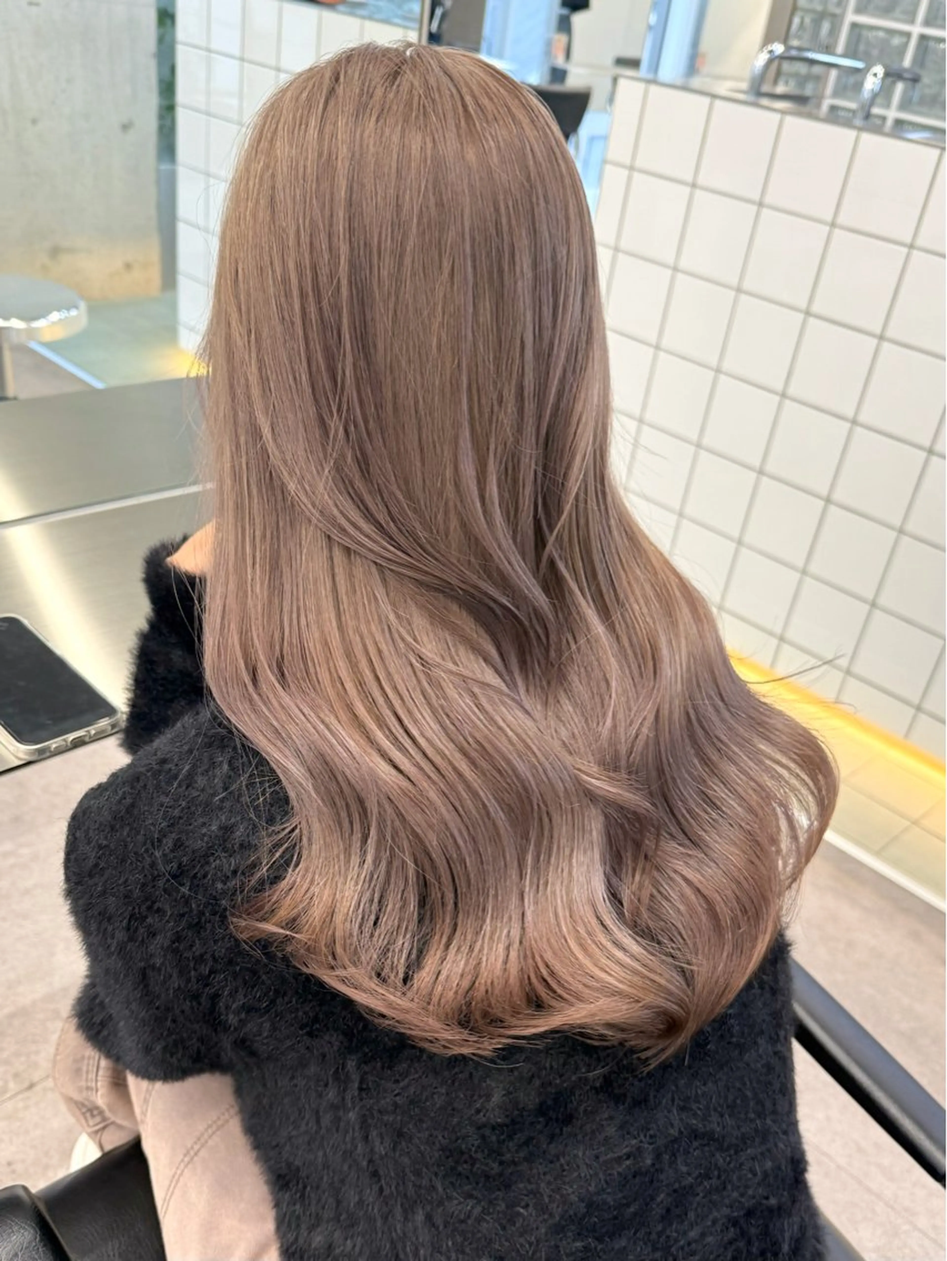 ロング カット ヘアカラー トリートメント ミルクティーベージュ レイヤー/あげは🎀のヘアスタイル