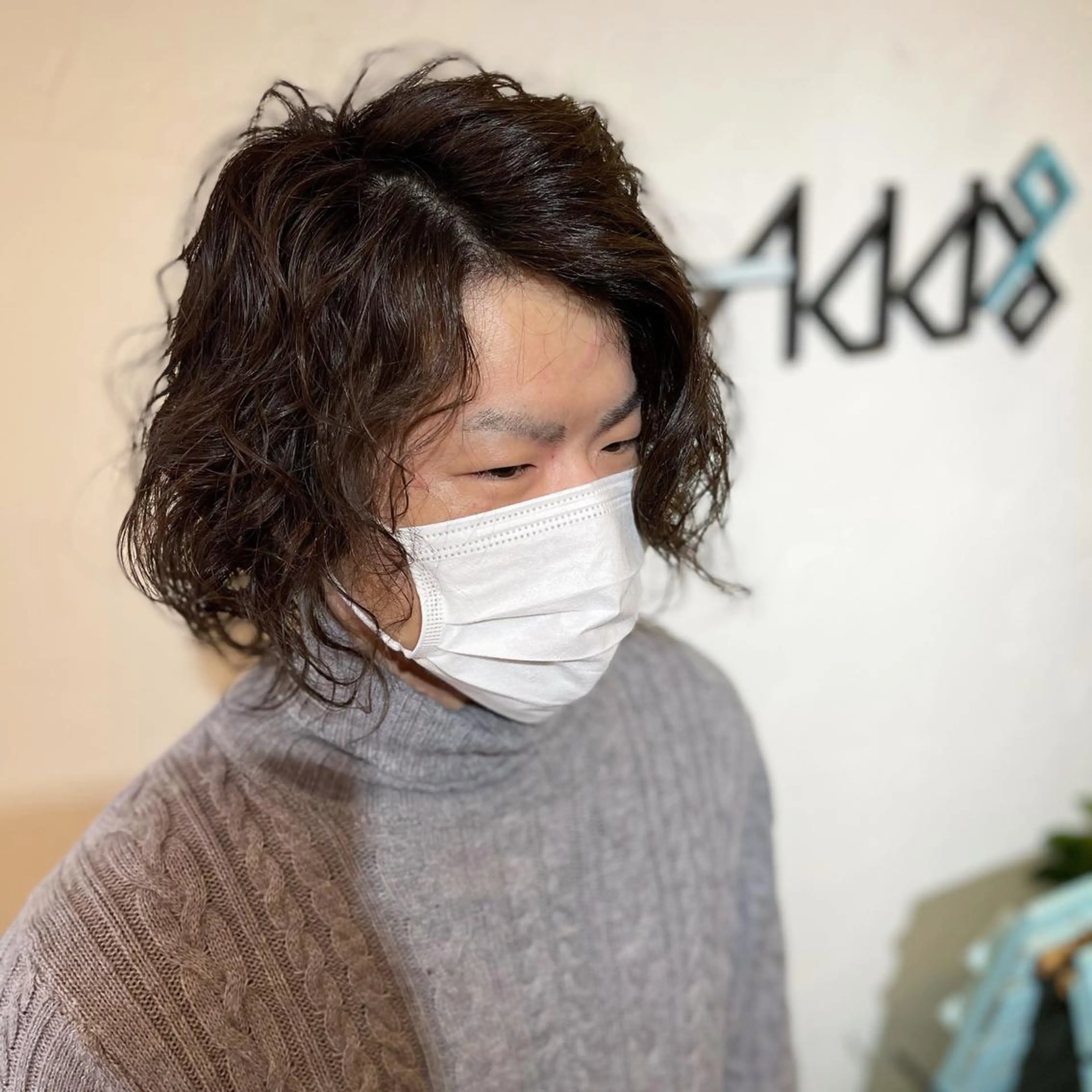 ミディアム パーマ メンズ トリートメント 酸熱トリートメント カット パーマ Add9 柳田健登のヘアスタイル