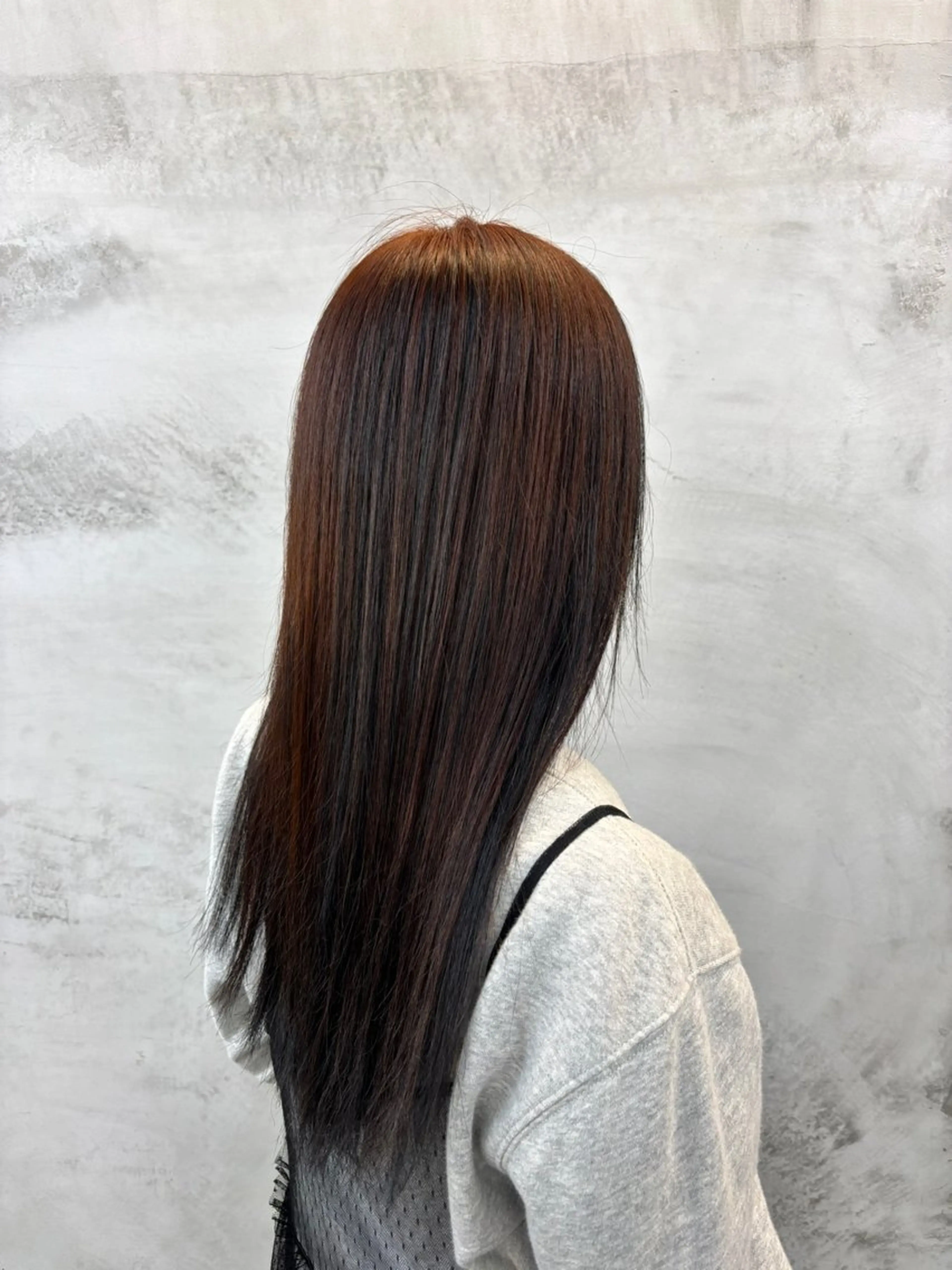 ロング カラー ブラウンカラー オレンジ オレンジブラウン 🌷艶感カラー🌷 富施 優花のヘアスタイル