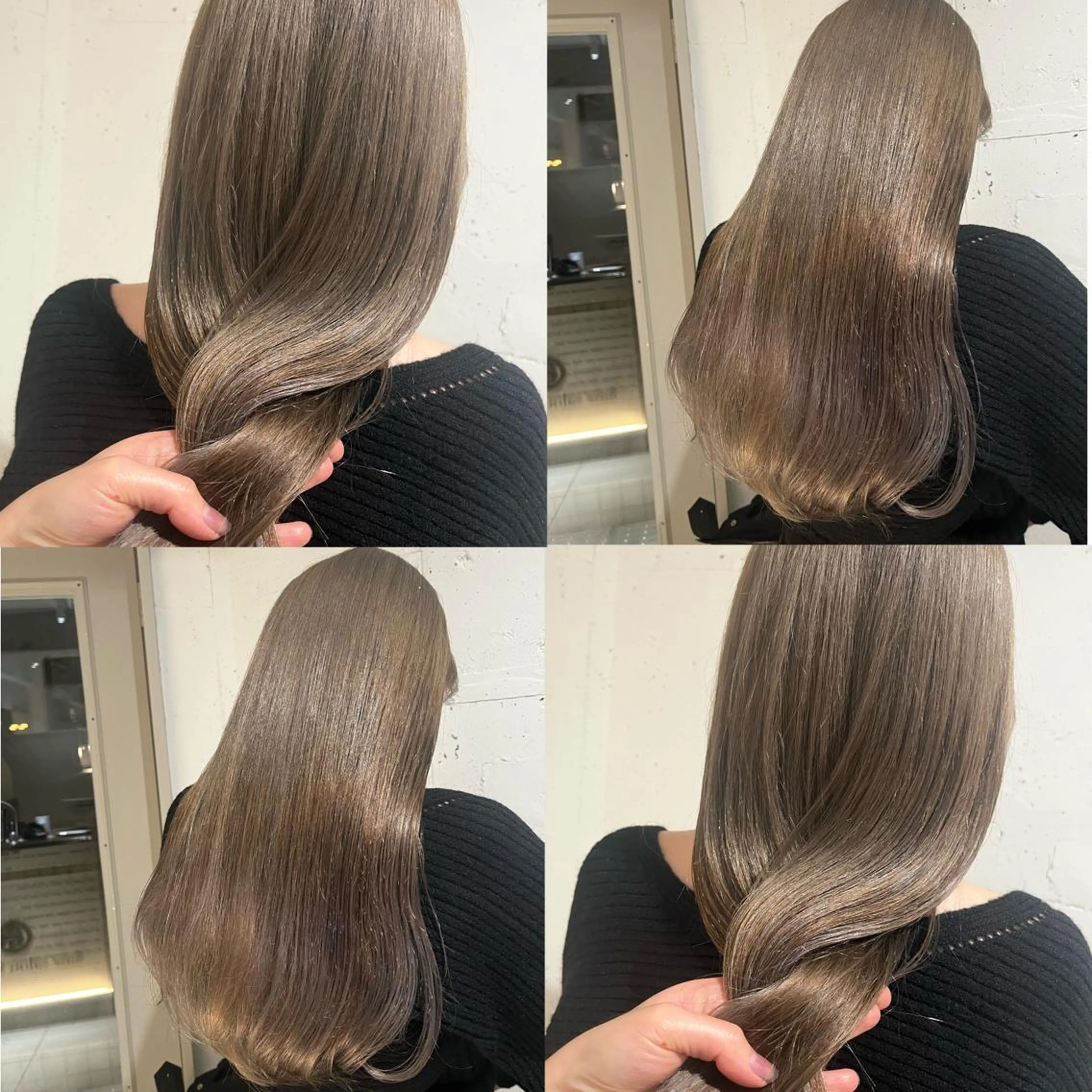 ロング カラー ベージュカラー 透明感カラー ダブルカラー フォギーベージュ グレージュ カット ヘアカラー トリートメント ヘッドスパ ヘアセット カジュアルを女っぽく 𝗮𝘆𝗮𝗰𝗼のヘアスタイル