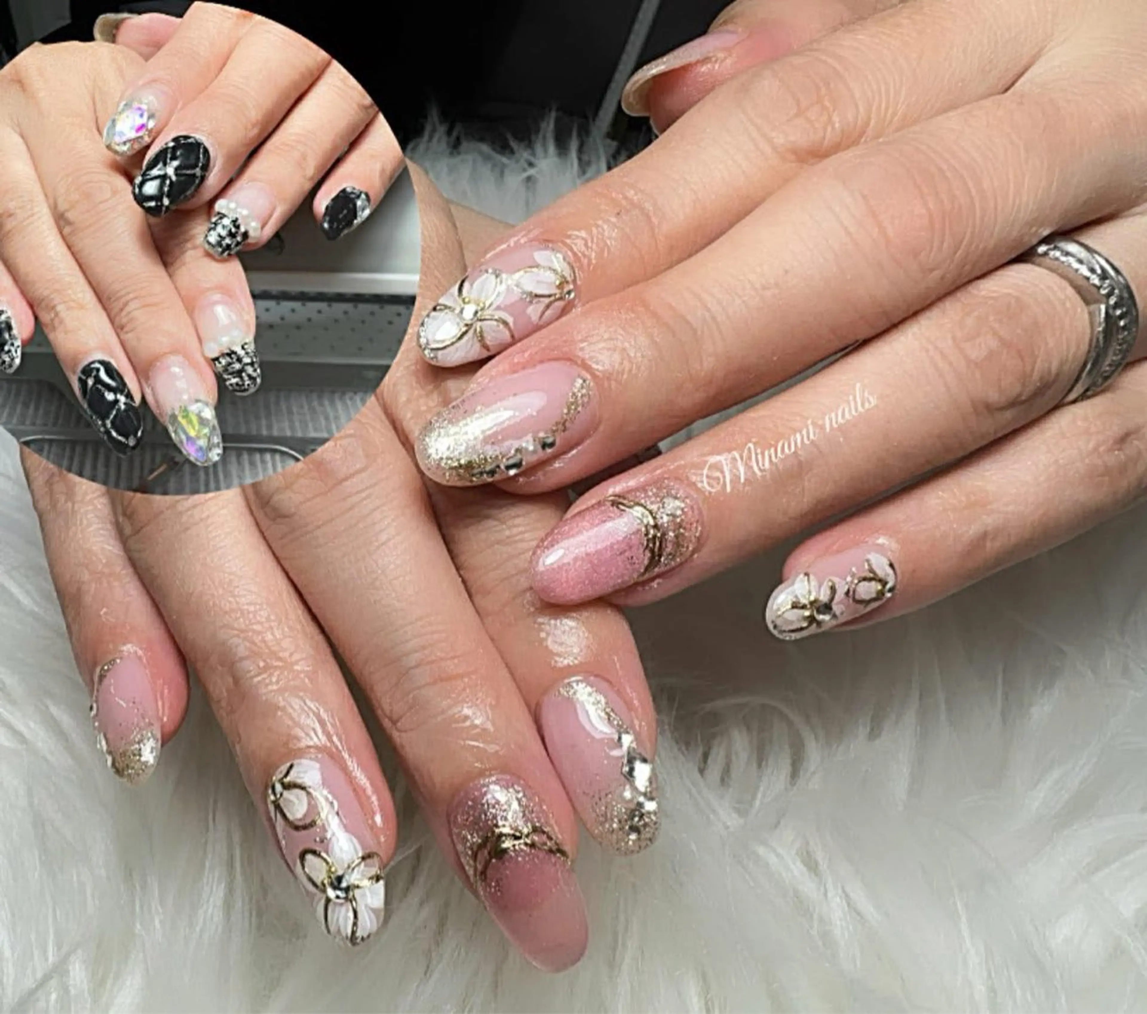 ネイル アートネイル オーロラネイル ガーリー キラキラネイル 韓国ネイル Minami Nailsのネイルデザイン