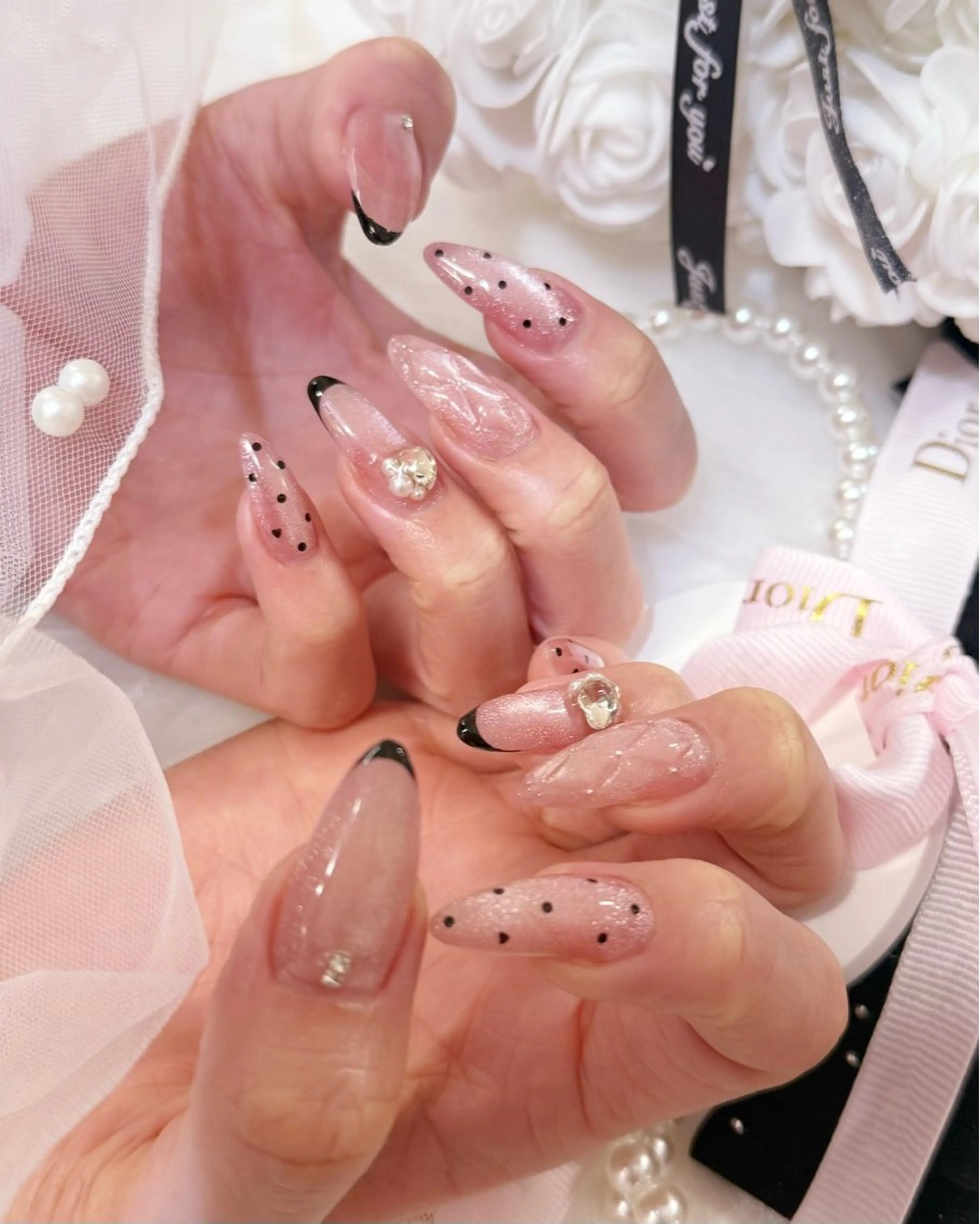 ネイル アートネイル フラッシュネイル フラワーネイル ジェルネイル ガーリー Puti nailのネイルデザイン