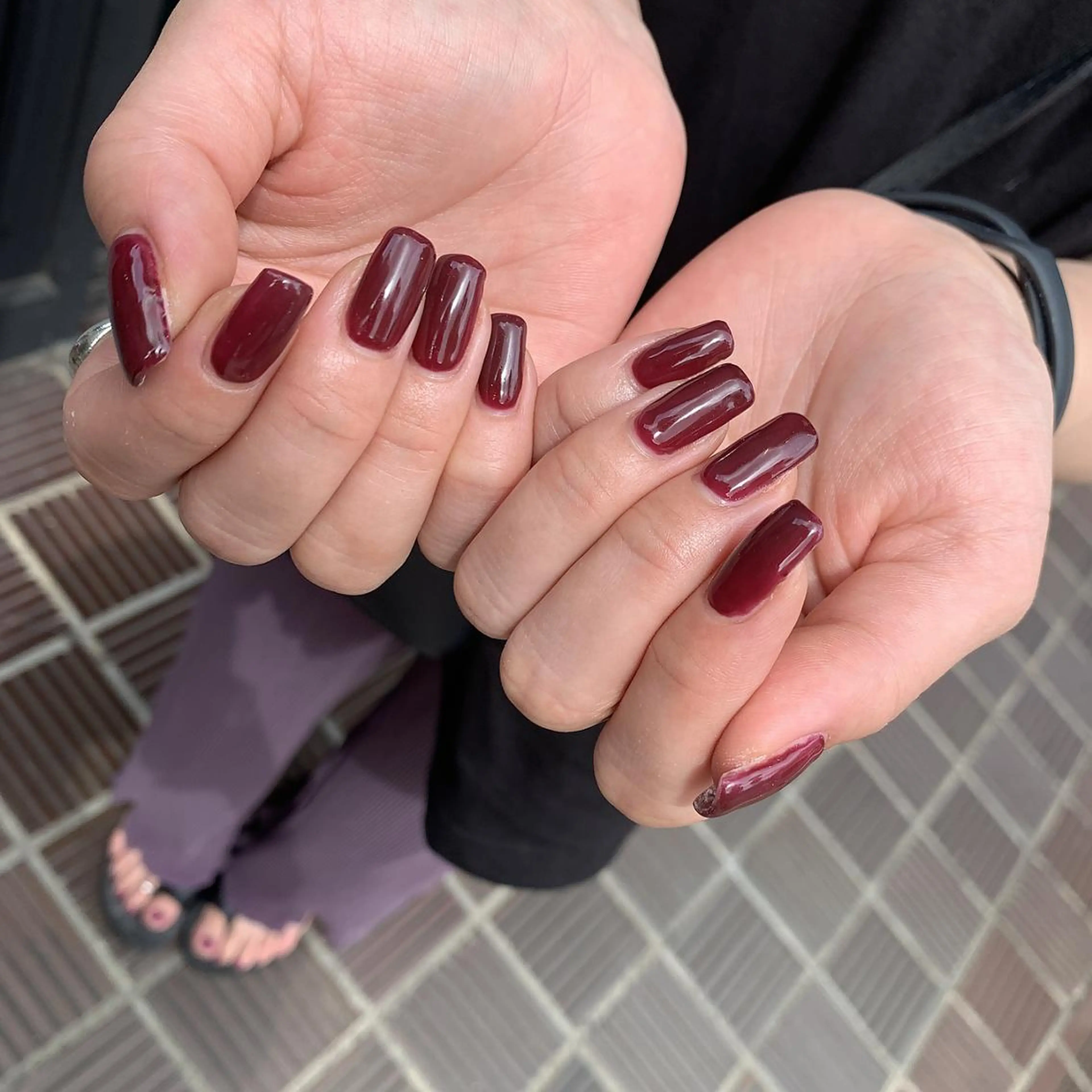 ネイル ボルドー ジェルネイル ワンカラーネイル パラジェル ハンドネイル パラジェル認定サロン N°nail 立川のネイルデザイン