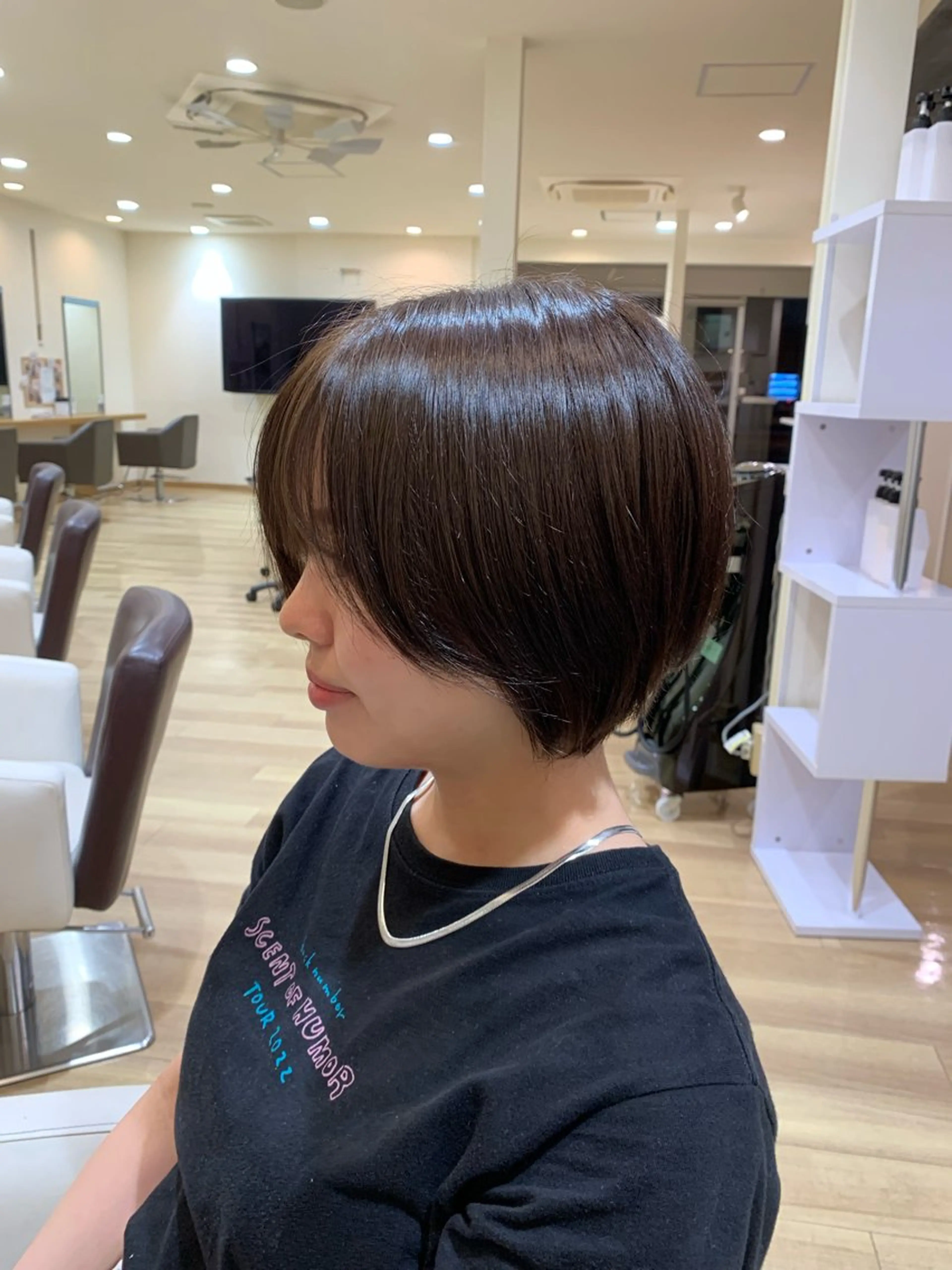 ショート カラー 透明感カラー グレージュ オレンジ 🫧似合わせ カラー /縮毛矯正🎀みずきのヘアスタイル