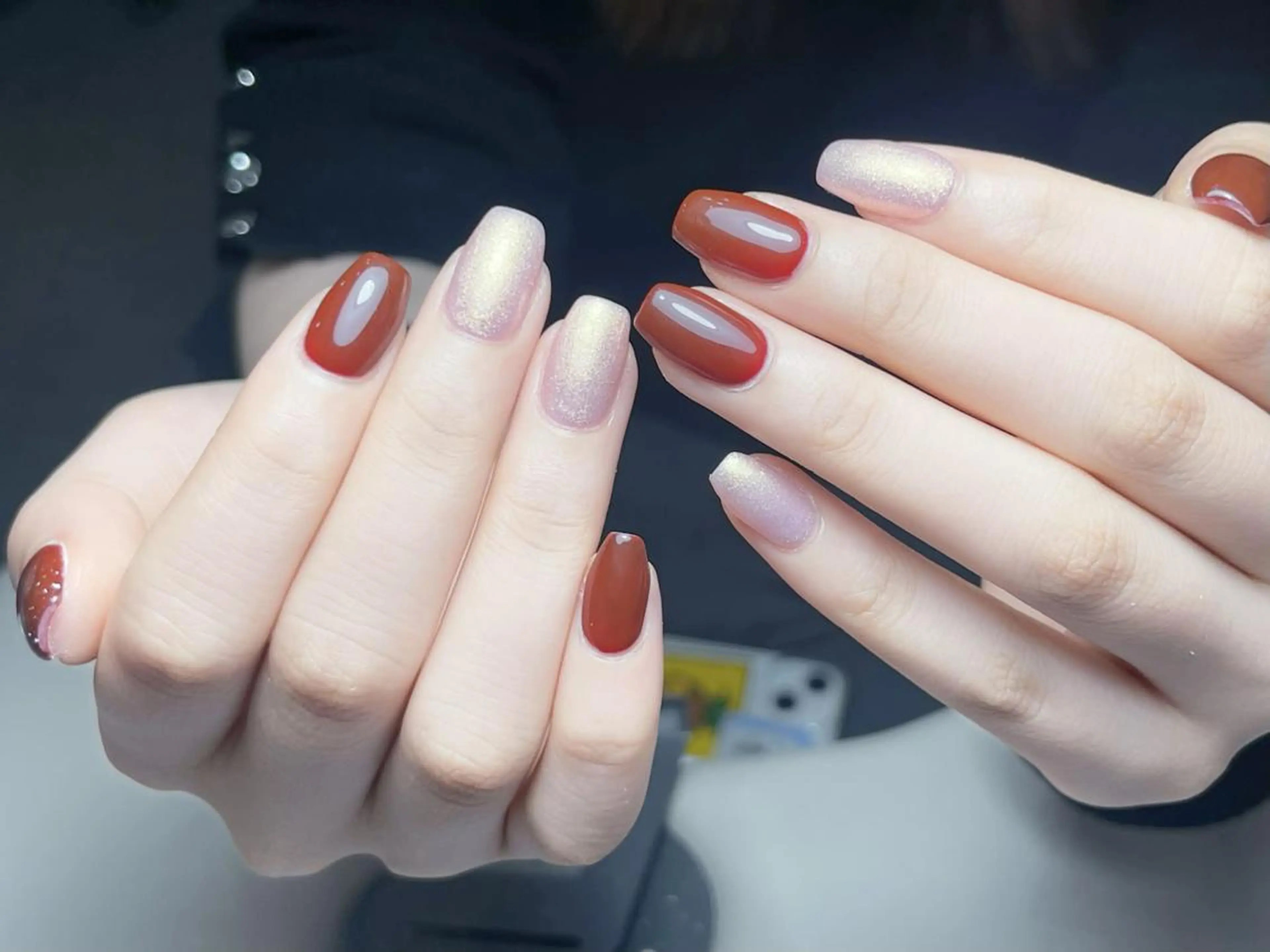 ネイル 長さ出し グラデーション 卒業式 キラキラネイル マグネットネイル ハンドネイル Xuka Belle Nailのネイルデザイン