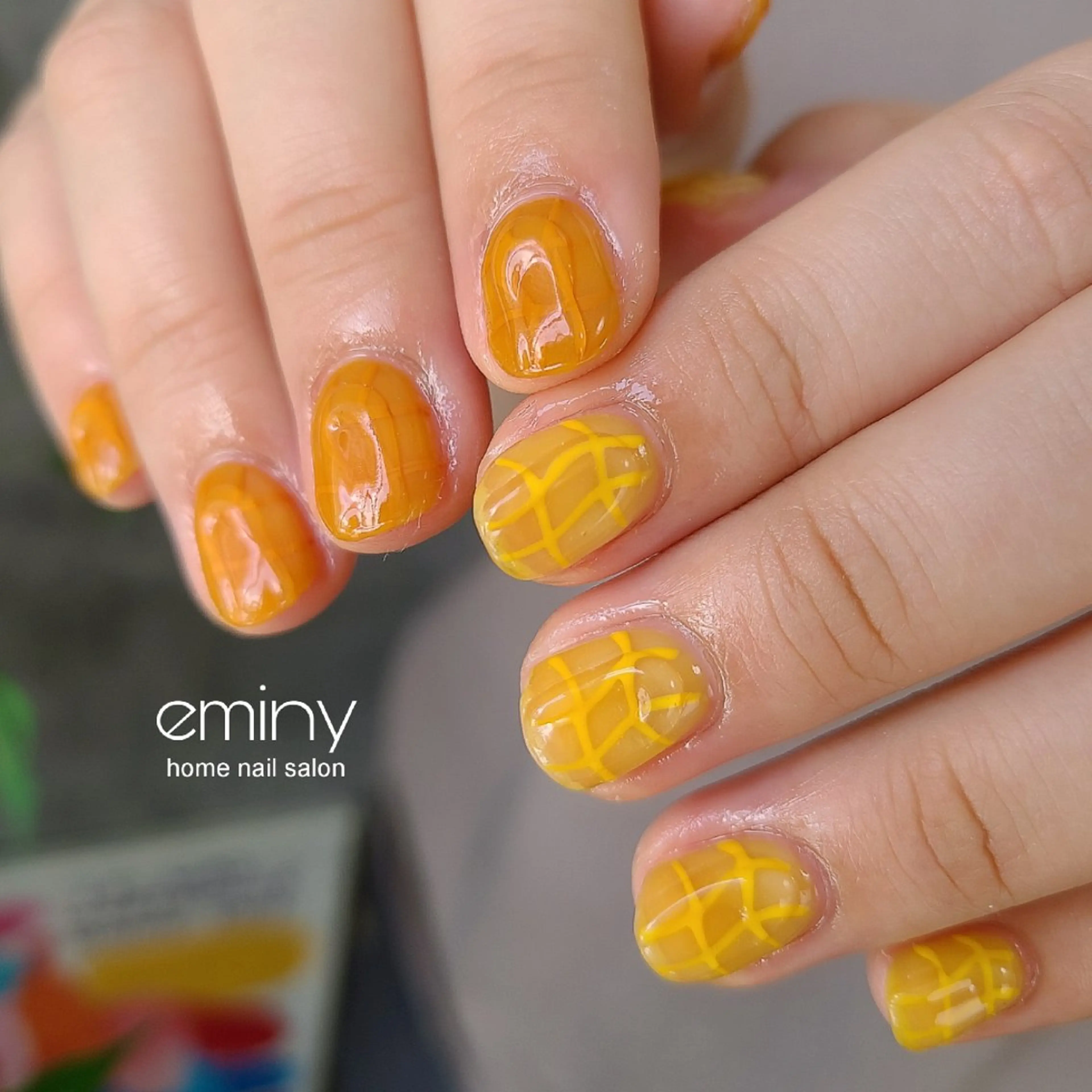 ネイル ジェルネイル ぷっくりネイル ショートネイル 夏ネイル ハンドネイル nail salon  eminyのネイルデザイン