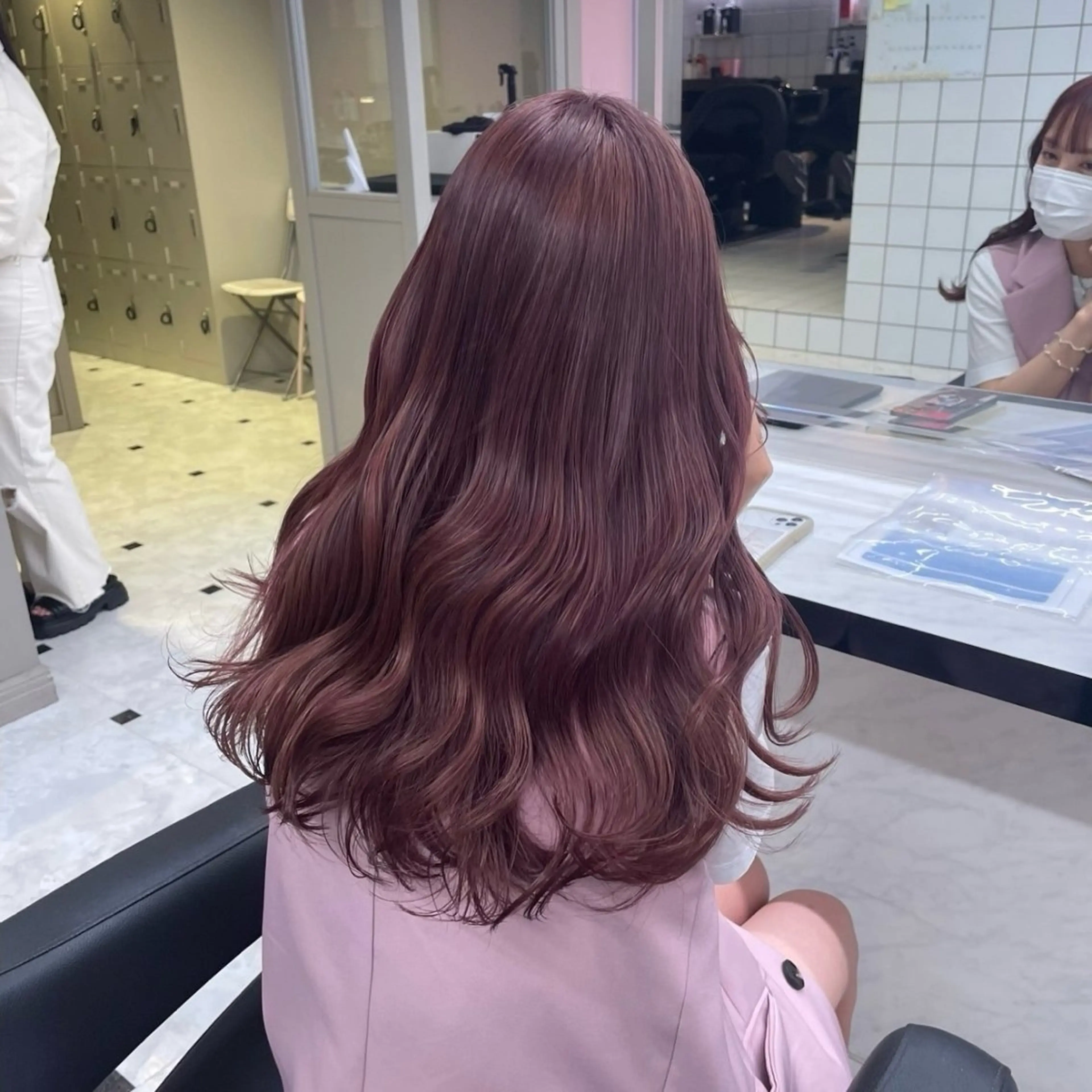 ロング カラー メンズ メンズブリーチ ブリーチ ブリーチなしカラー 髪質改善 トリートメント 💗愛され暖色💗 ピンク/レッド💗のヘアスタイル