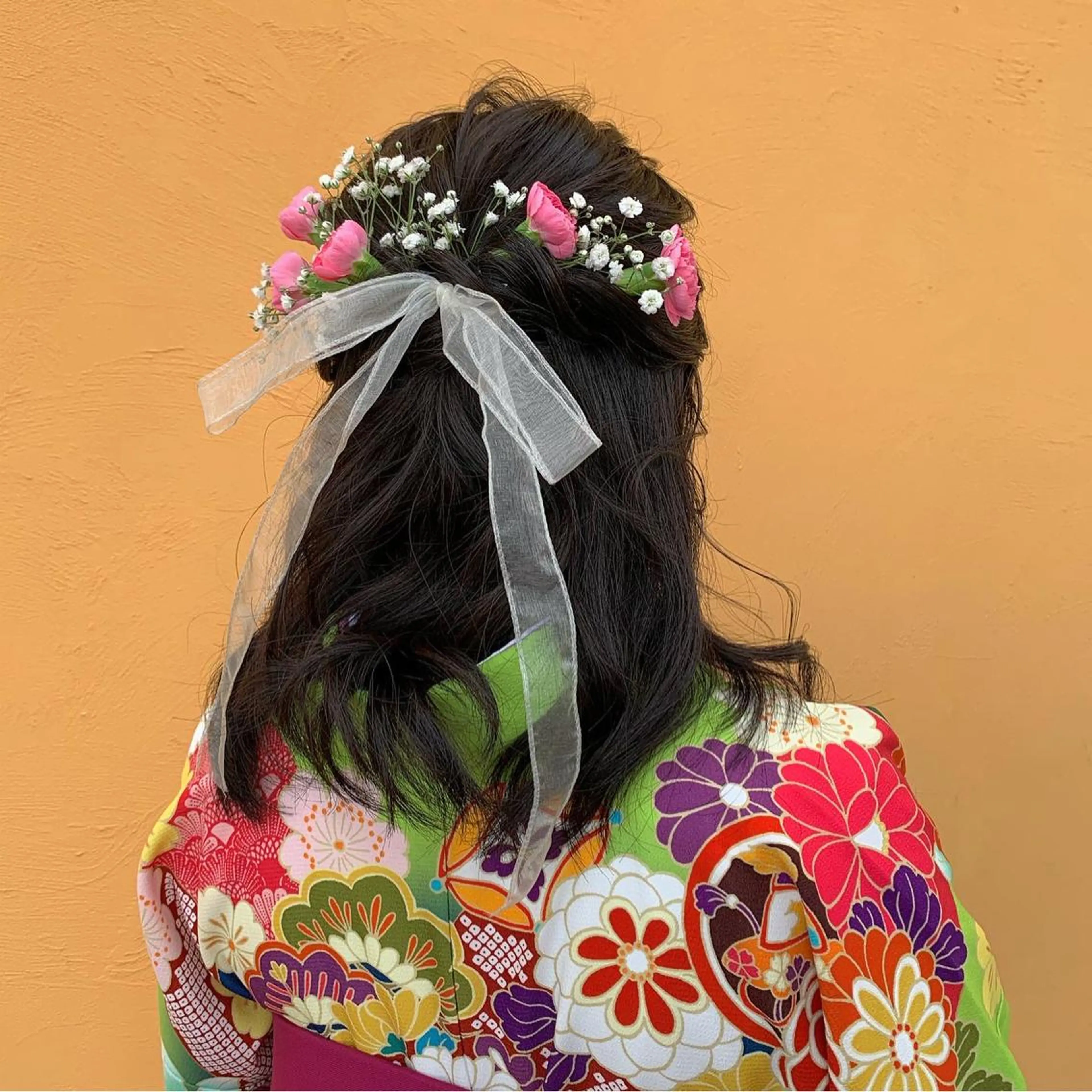 セミロング ヘアアレンジ ハーフアップ 卒業式のヘアスタイル タニモト ユイのヘアスタイル