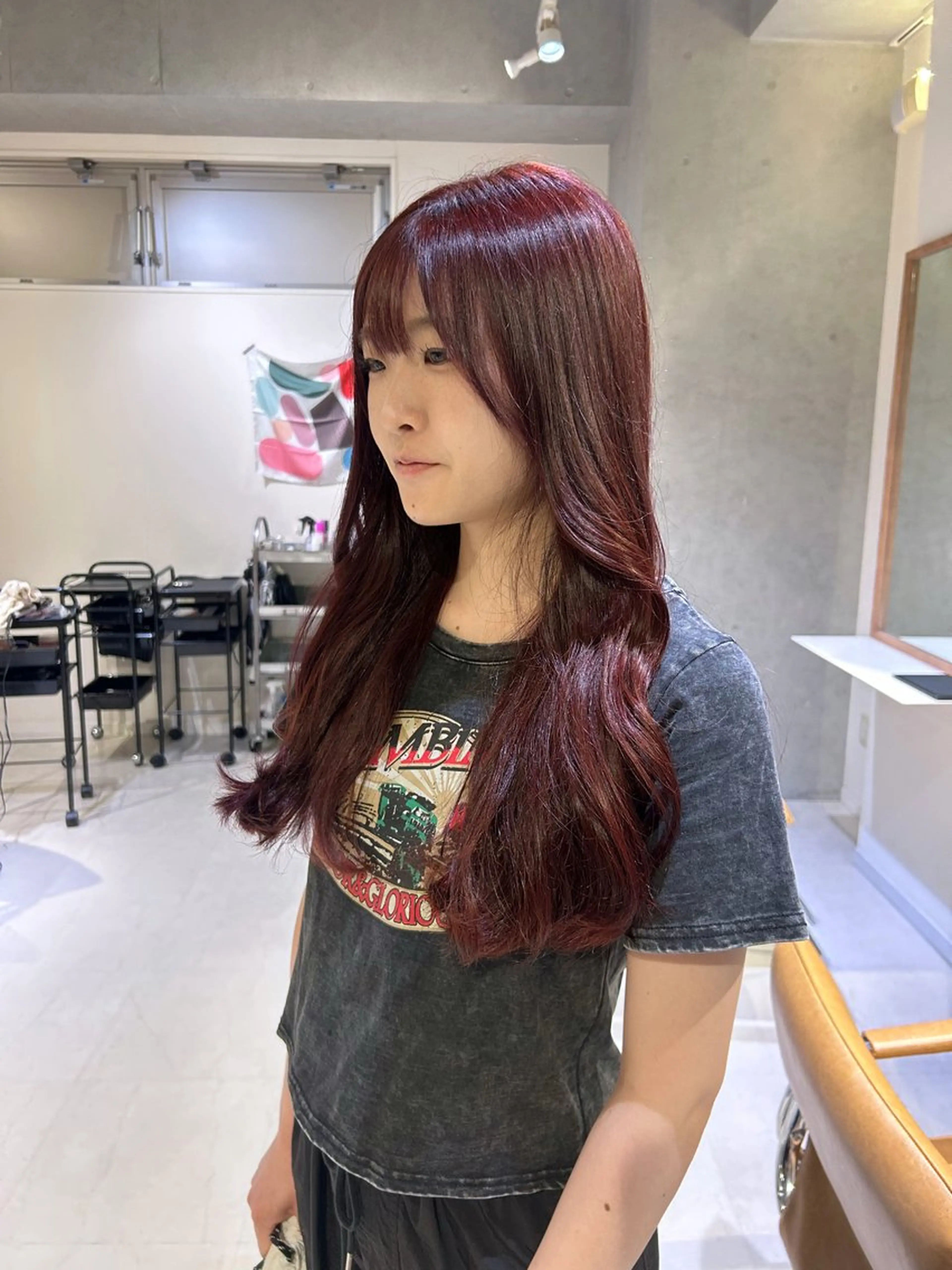 ロング カット ヘアカラー トリートメント レイヤーカット/ツヤ 縮毛矯正/アチワのヘアスタイル