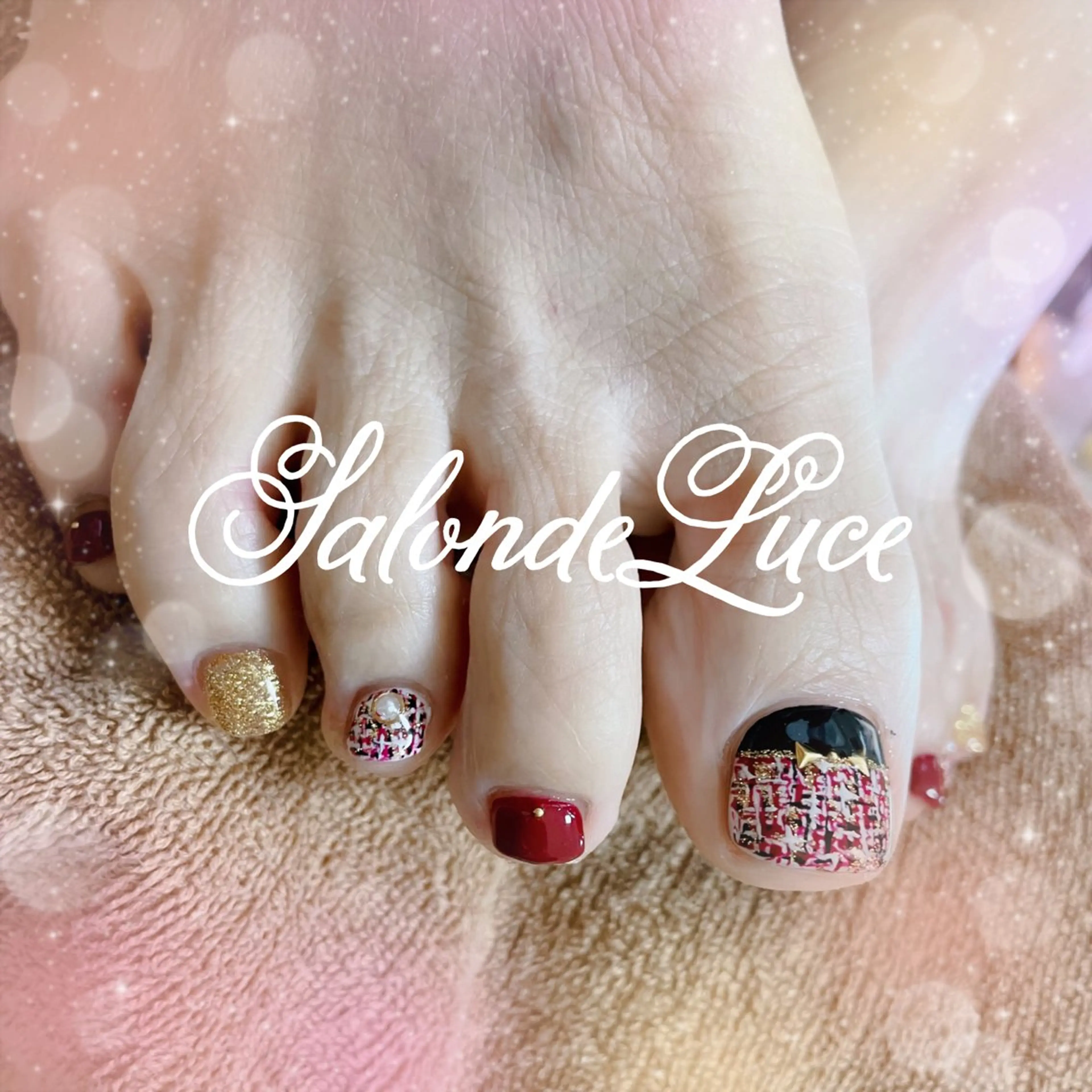 ネイル フットネイル ツイードネイル Salon de Luceのネイルデザイン