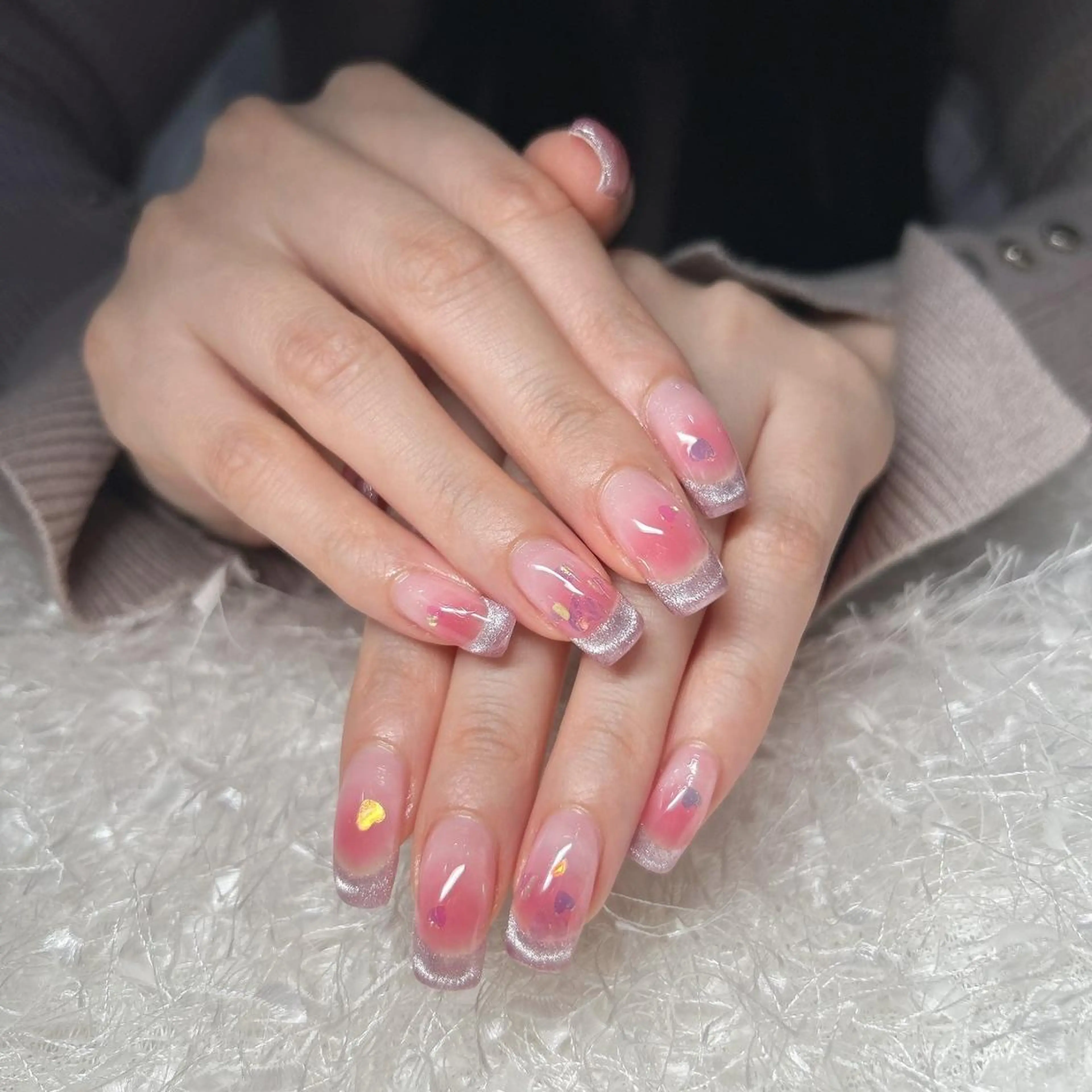 ネイル 長さ出し フレンチネイル ジェルネイル グラデーション 韓国ネイル ハンドネイル Nail&eye Belire 新宿のネイルデザイン