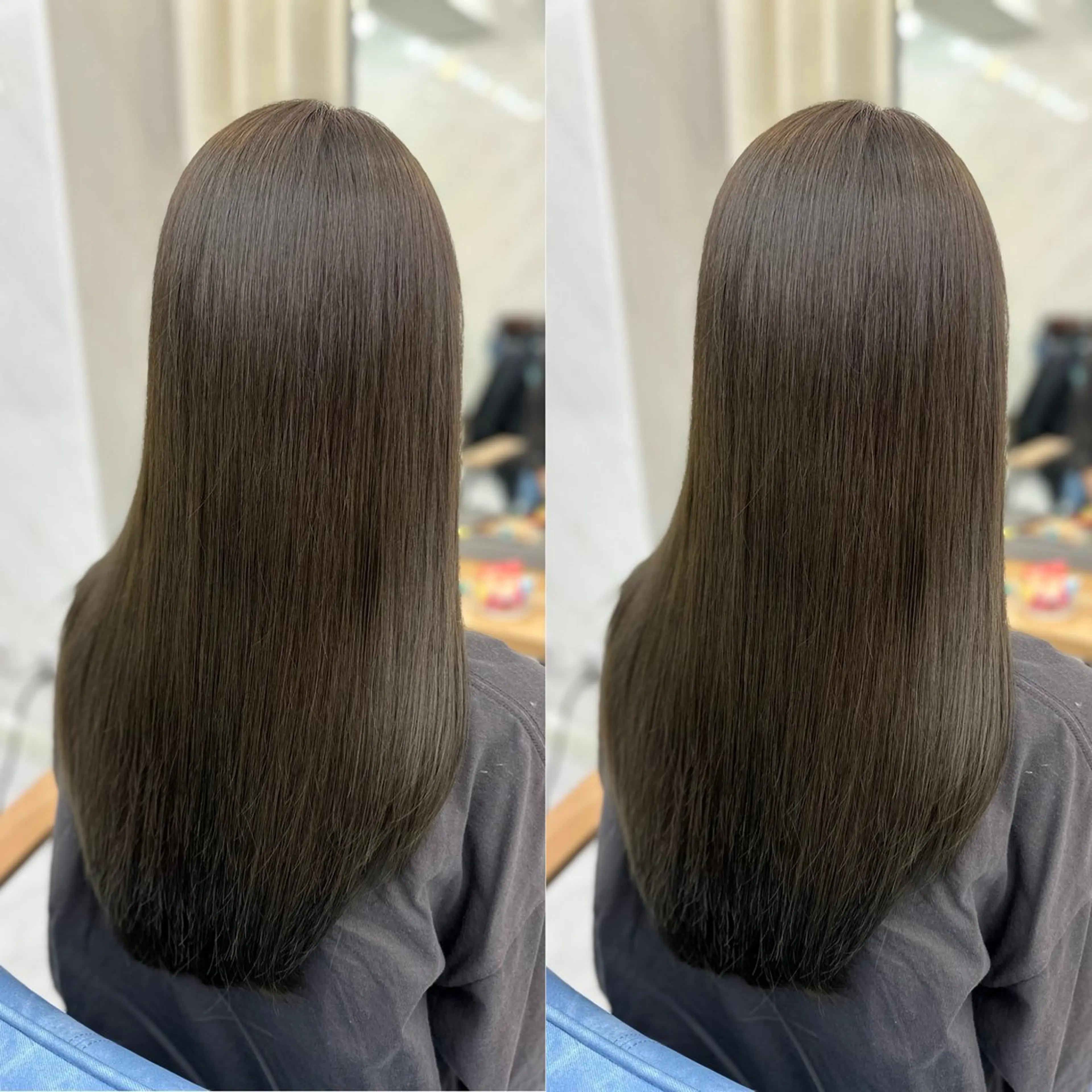ロング カラー オリーブカラー 髪質改善 縮毛矯正 トリートメント 酸性ストレート 縮毛矯正×ボブ💎 髪質改善/木下のヘアスタイル