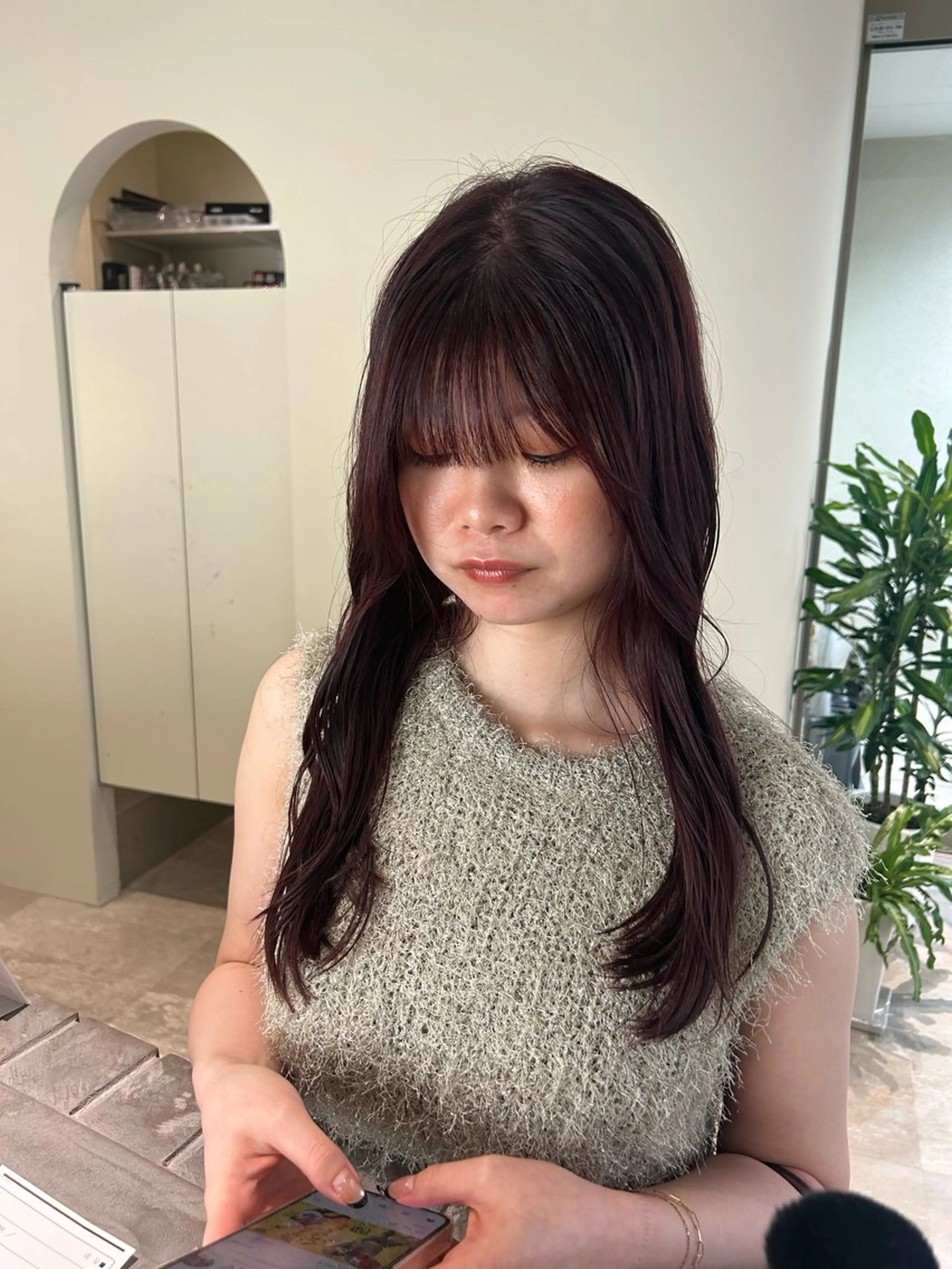 ロング カラー レッドカラー ヘアカラー 透明感カラー レイヤー/むつきのヘアスタイル